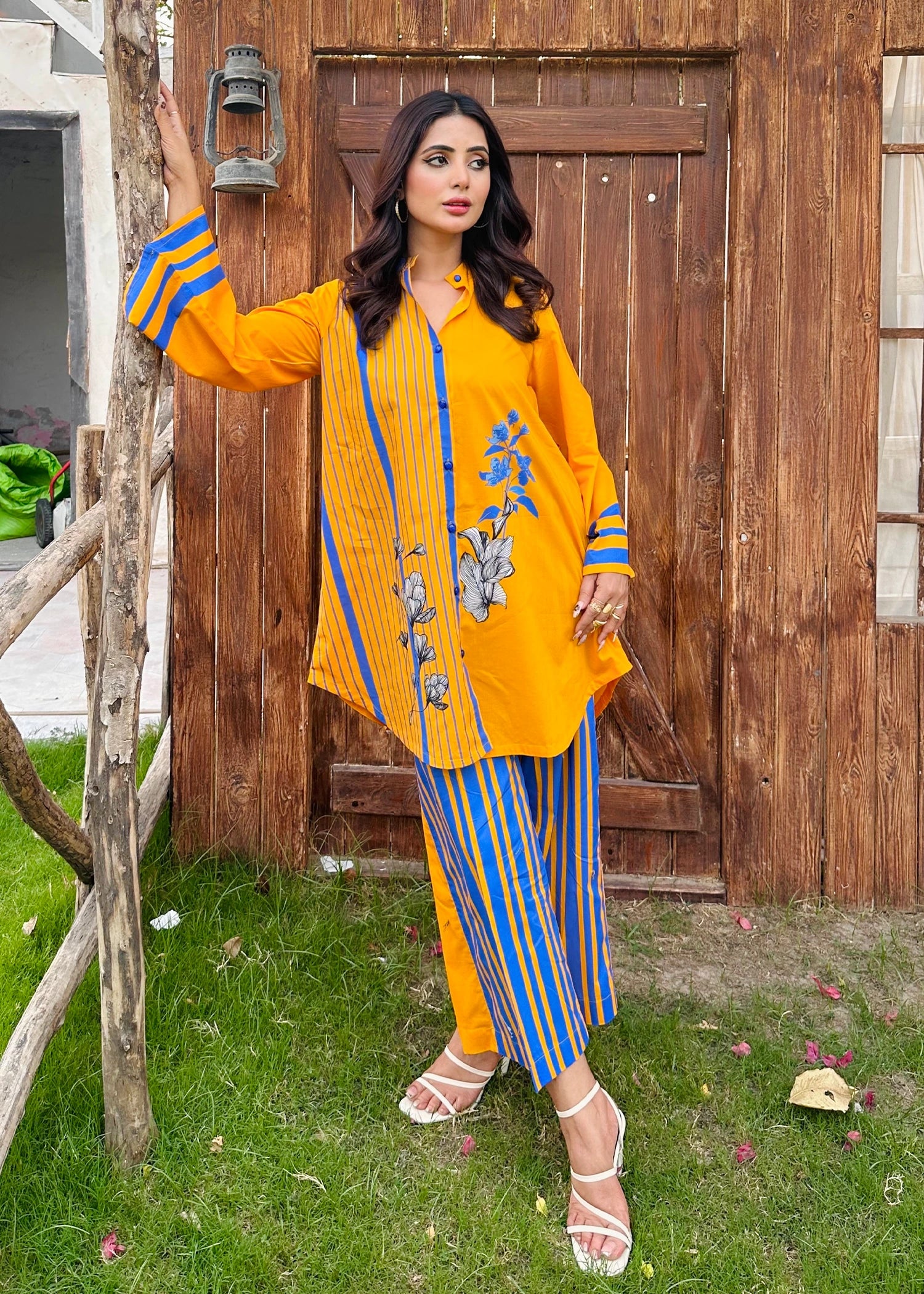 lawn Co ord Sets in Honey, blue
