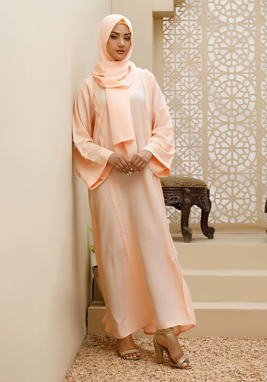 georgette chiffon in Peach pink