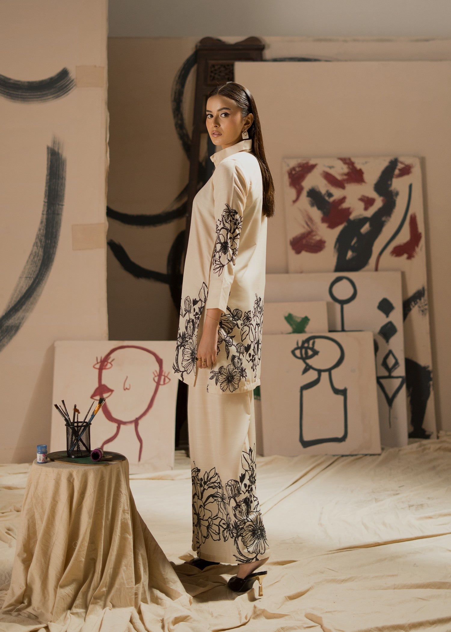 raw silk Co Ord Sets in Ivory