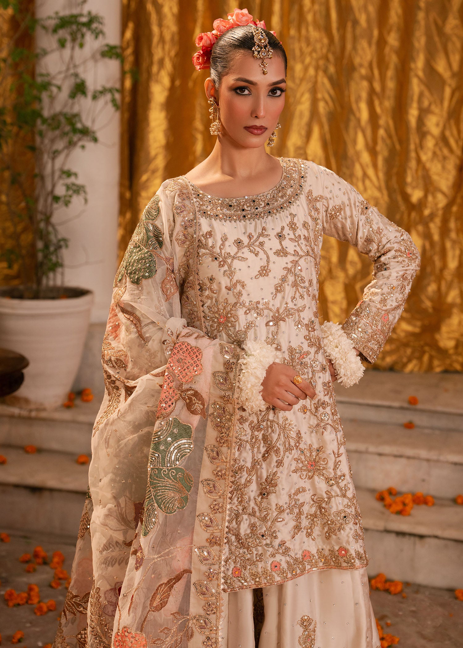 charmuse/shamooz Sharara in Ivory