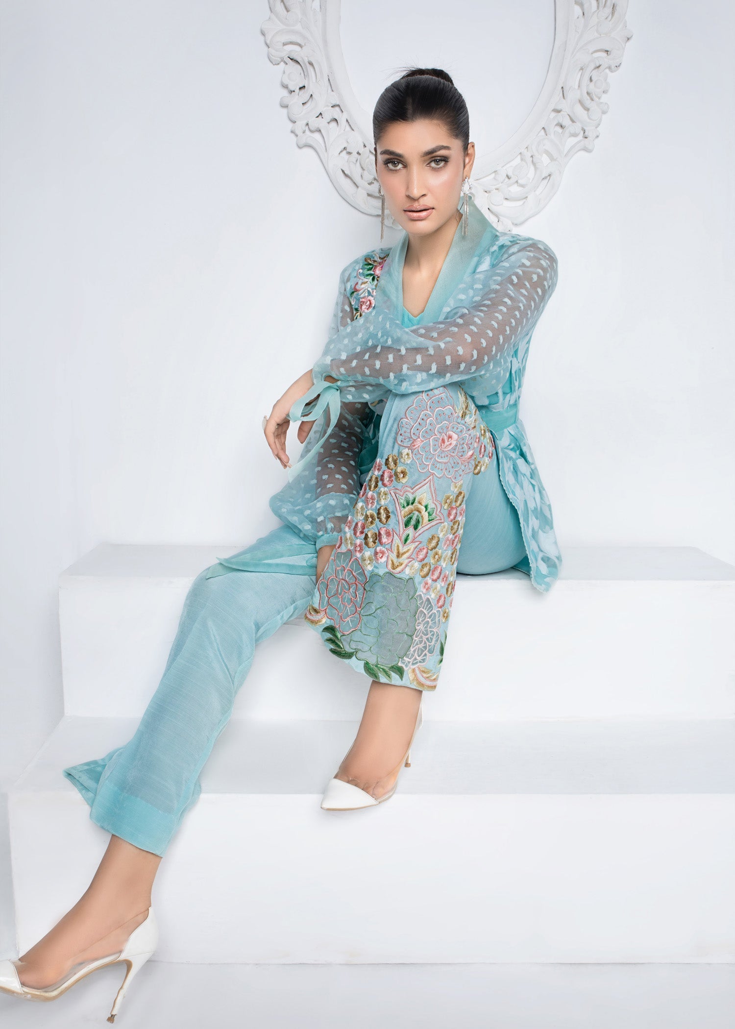organza Wrap in Aquamarine
