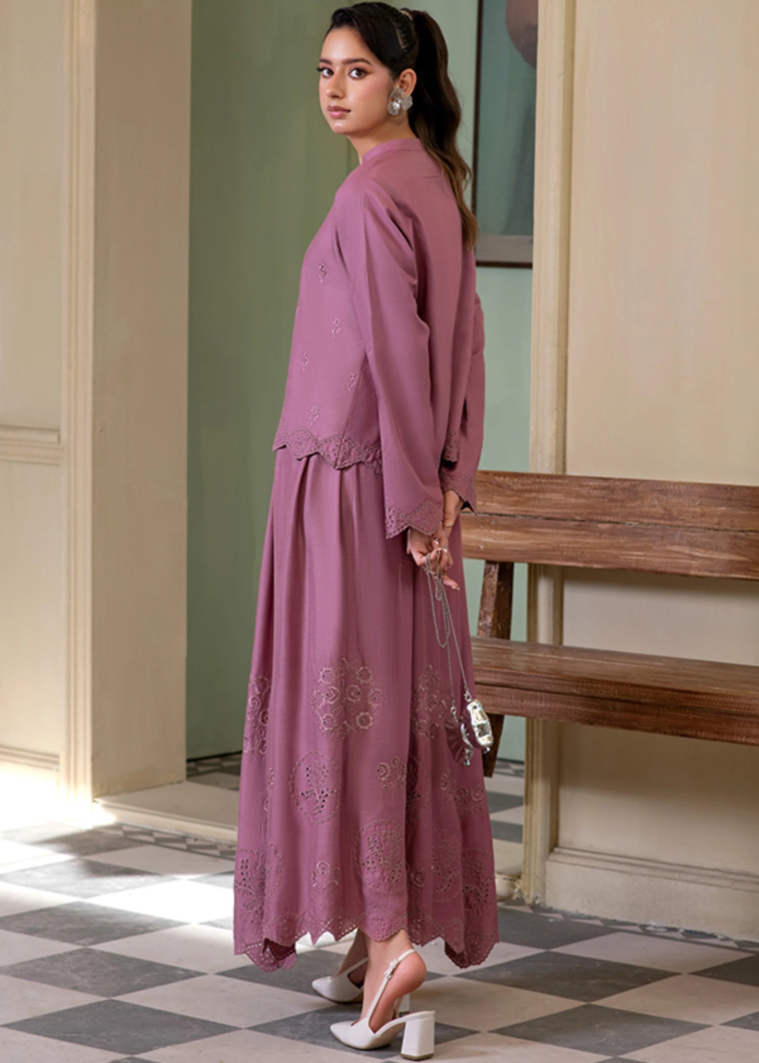 linen Skirt in Mauve pink