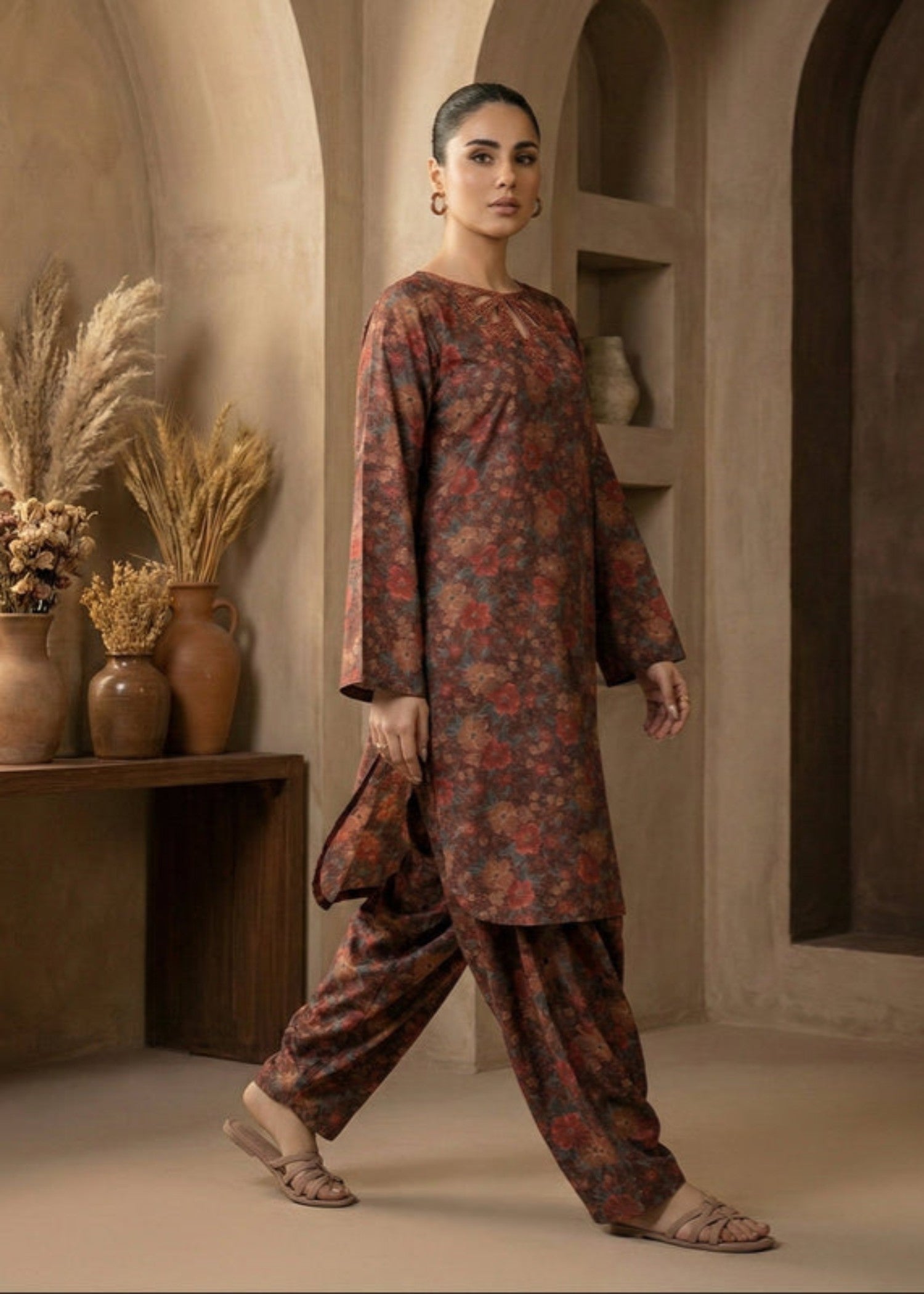 raw silk Co Ord Sets in Chocolate brown