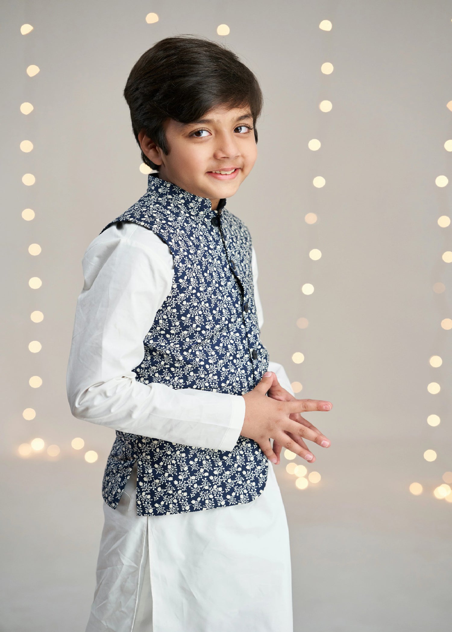 cotton Waistcoat in Navy blue