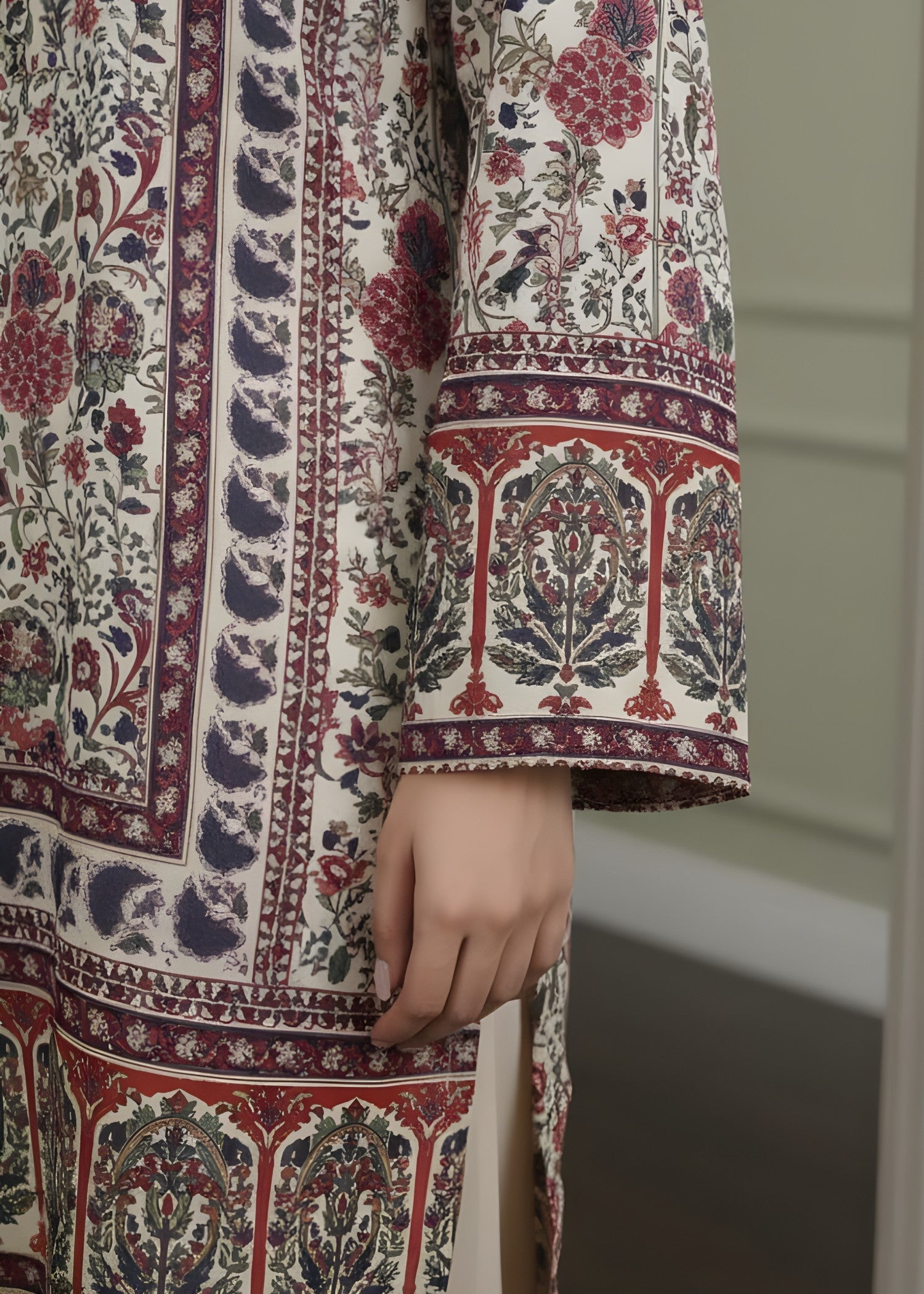 polyester crepe Kurta Set in Multi