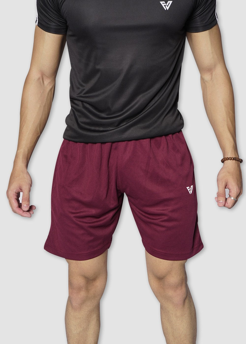 polyester Shorts in Maroon by Fitness Welt