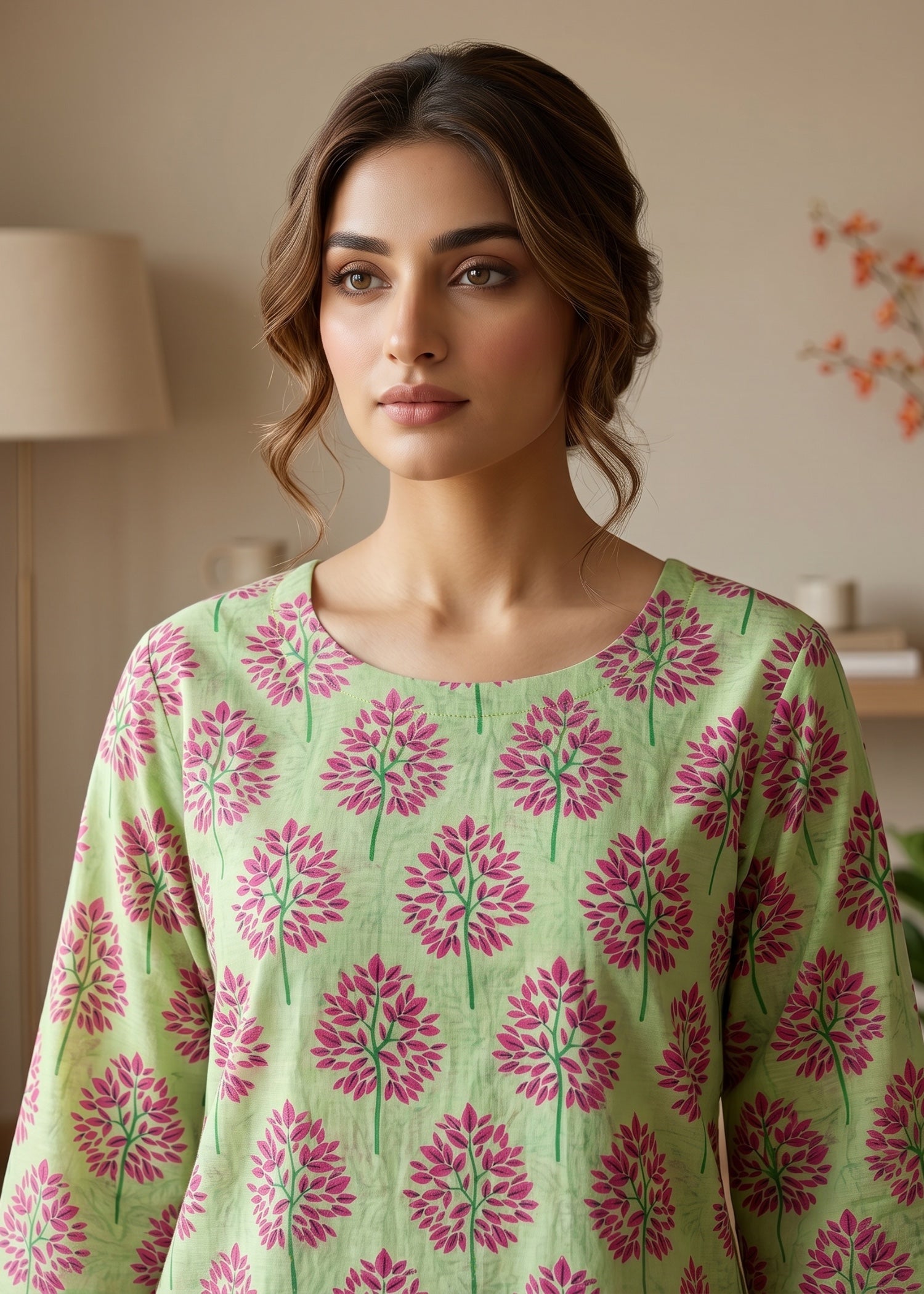 lawn cotton Kurti in Pistachio green