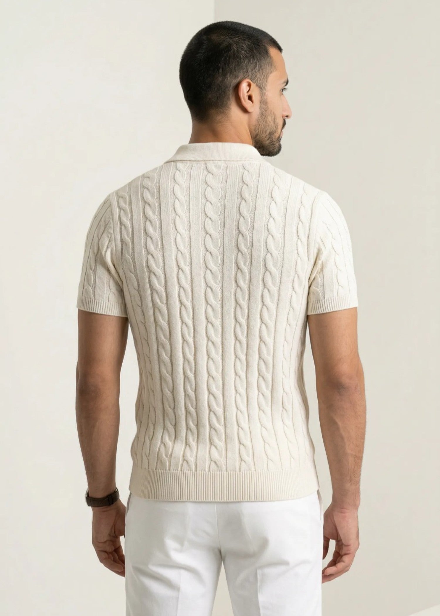 cotton jersey Polo Shirt in Off-white