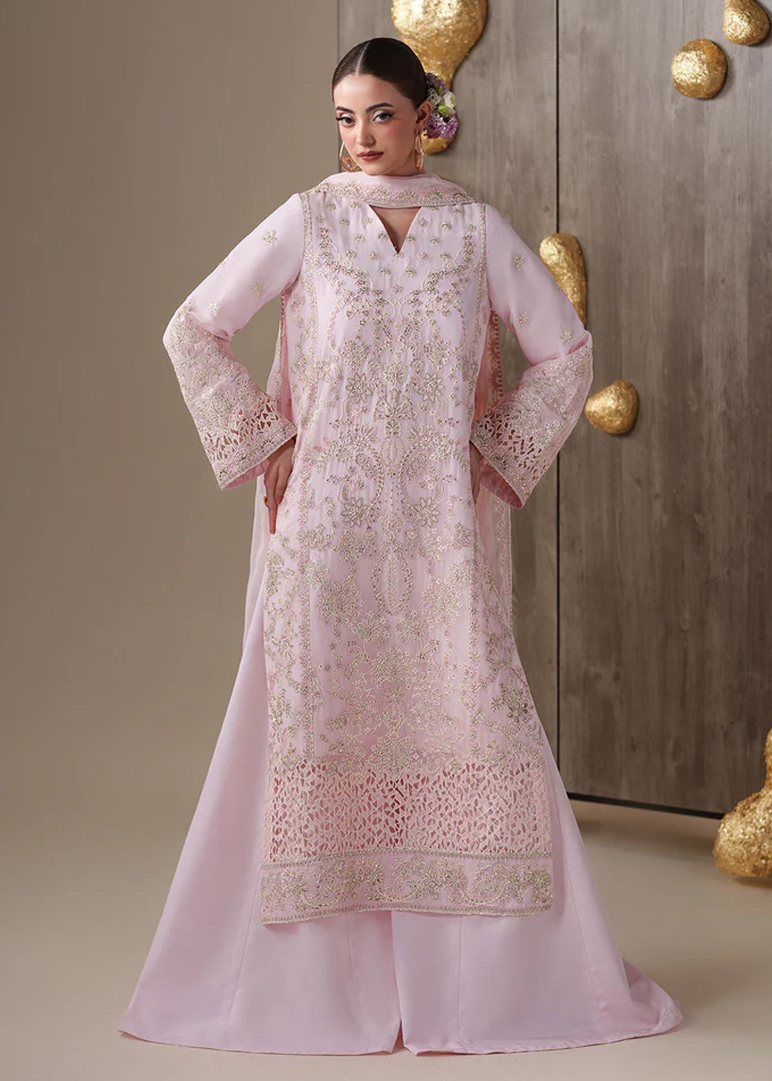 chiffon Unstitched in Blush pink, pastel pink