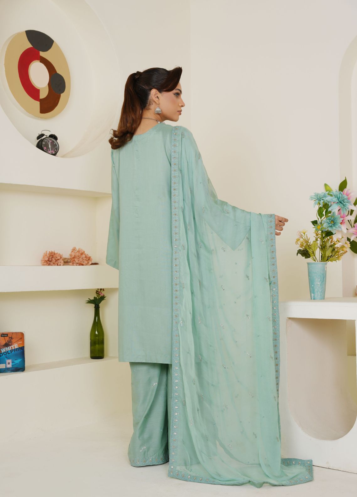 viscose Kurta Set in Pastel green
