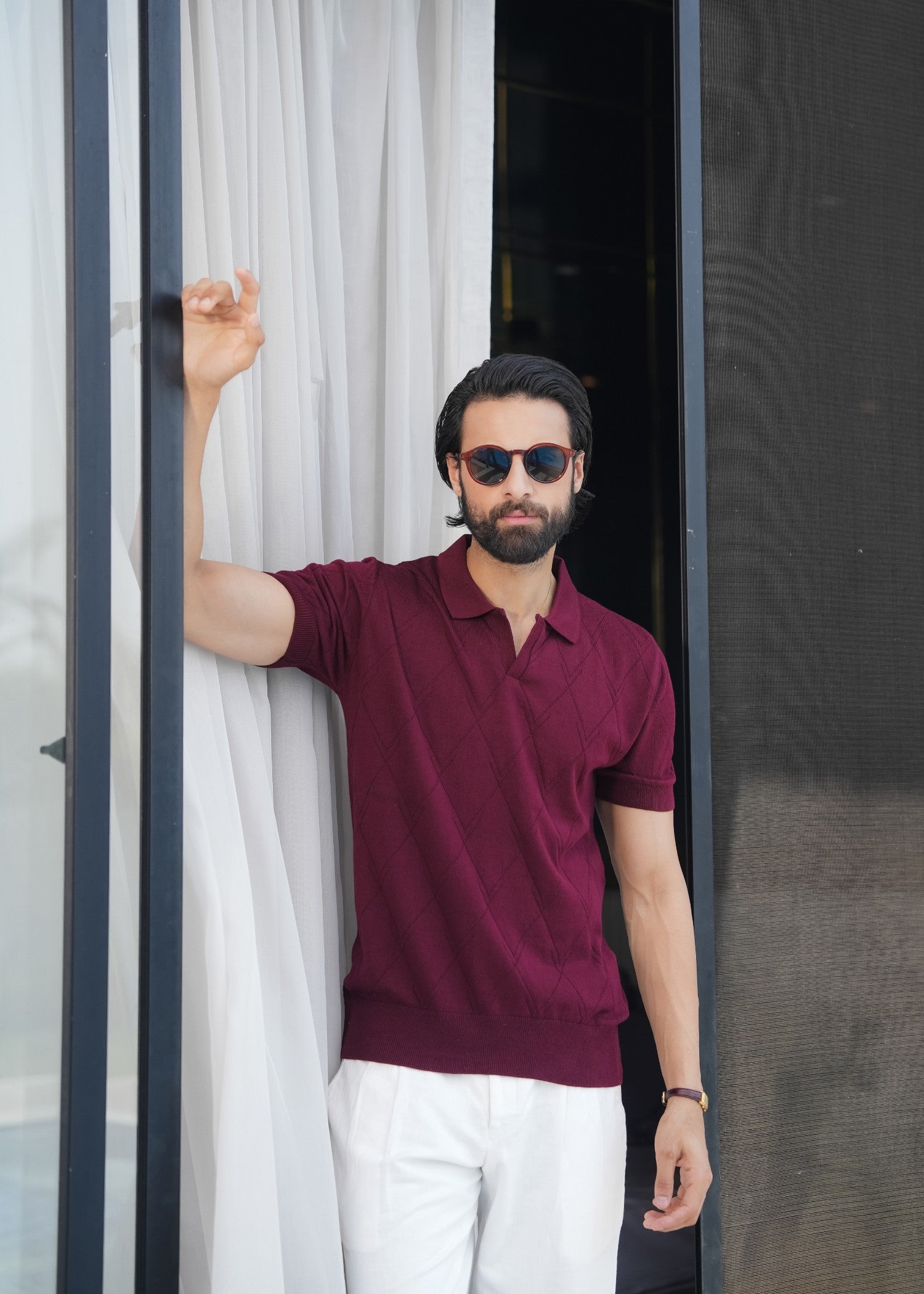 cotton Polo Shirt in Brick red