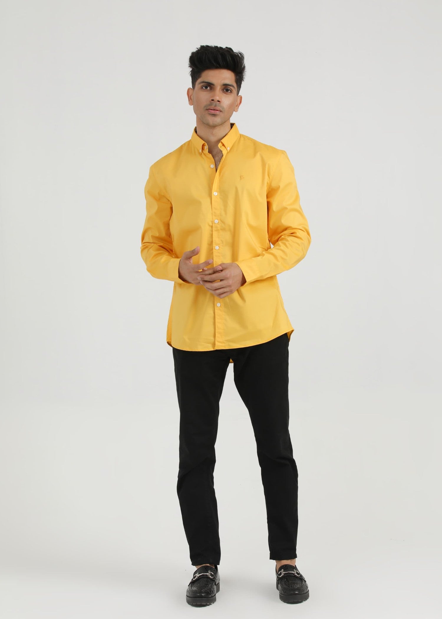 cotton Casual Shirt in Yellow