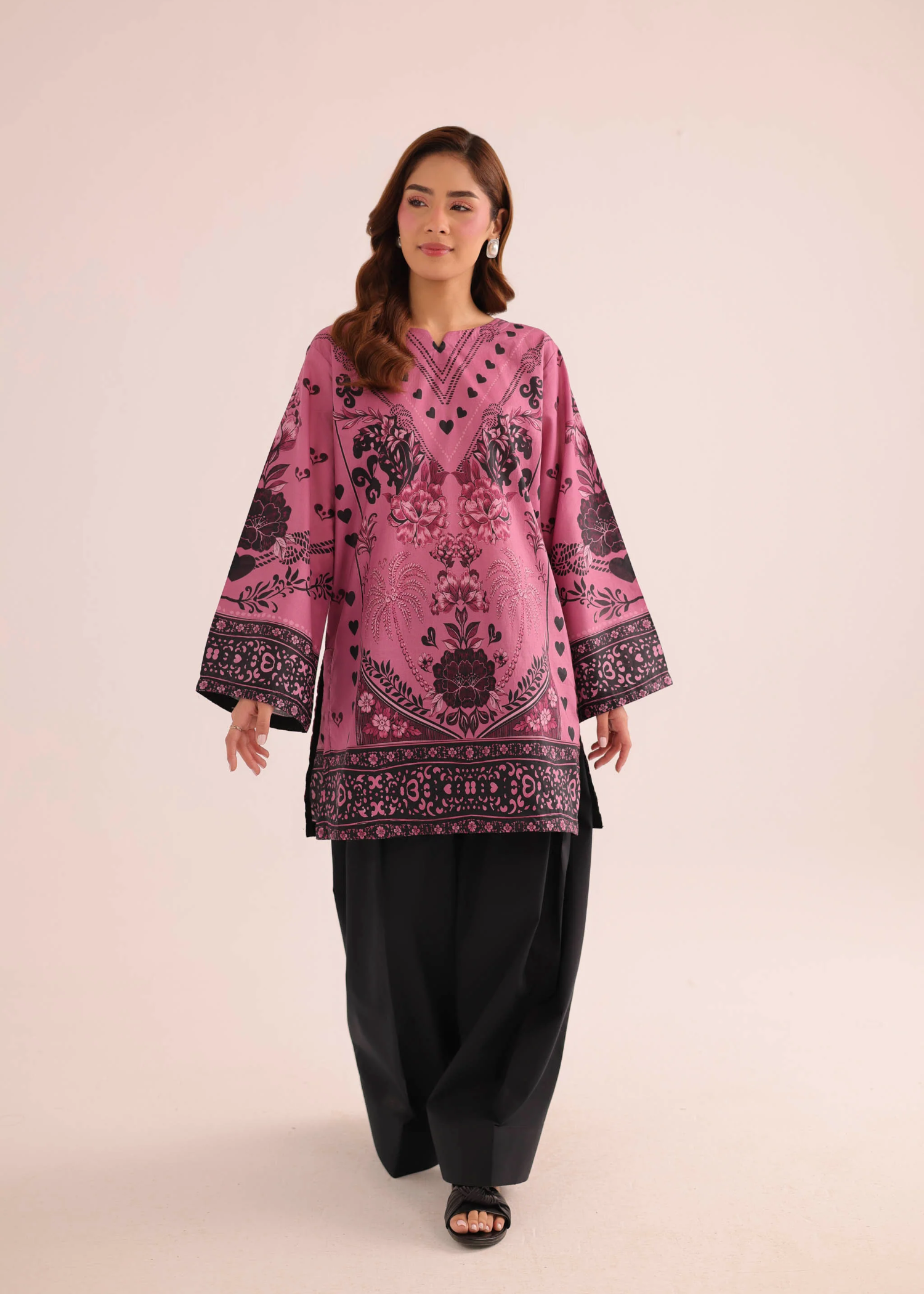 poly lawn Kurti in Purple