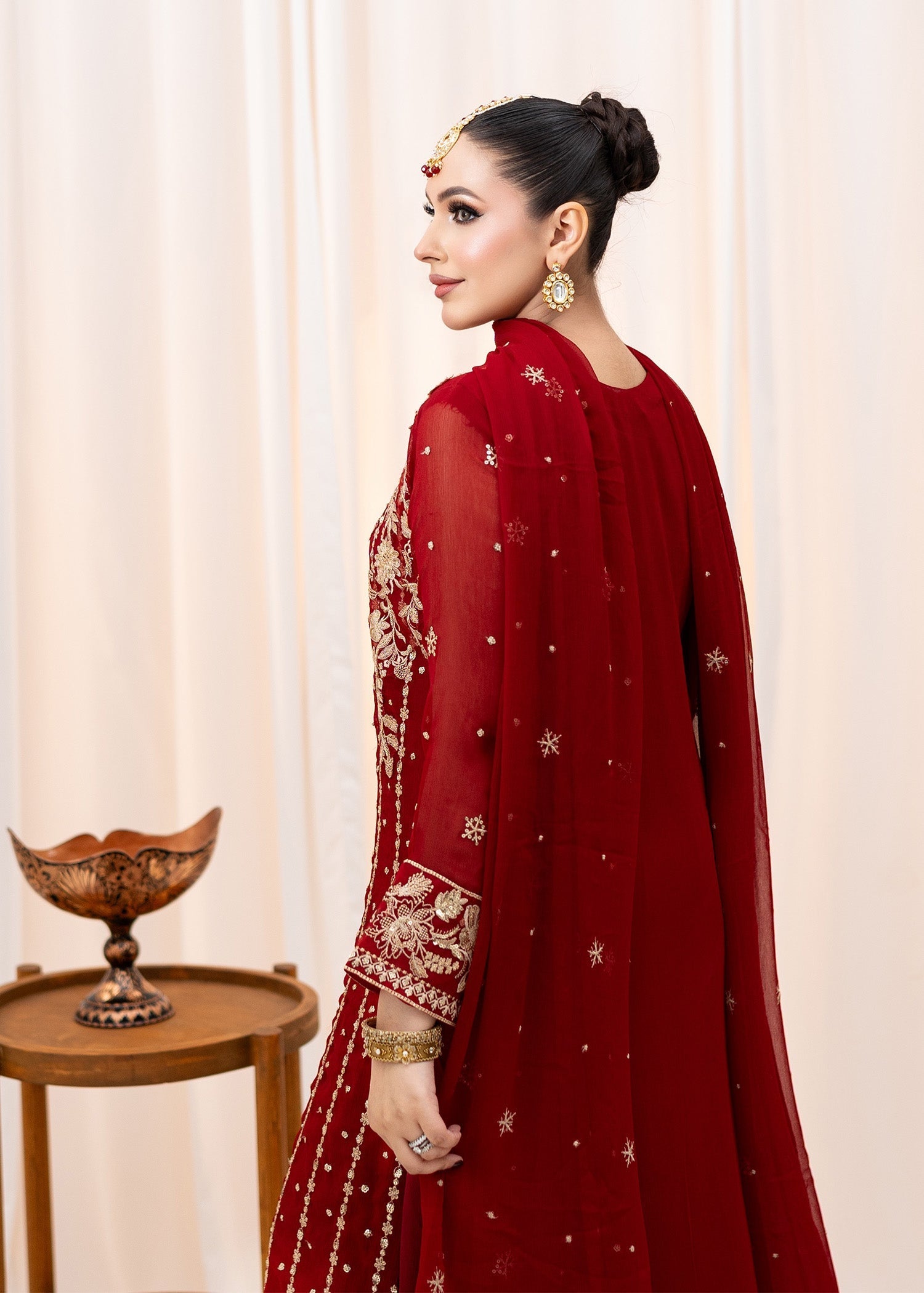 chiffon Lehenga in Maroon