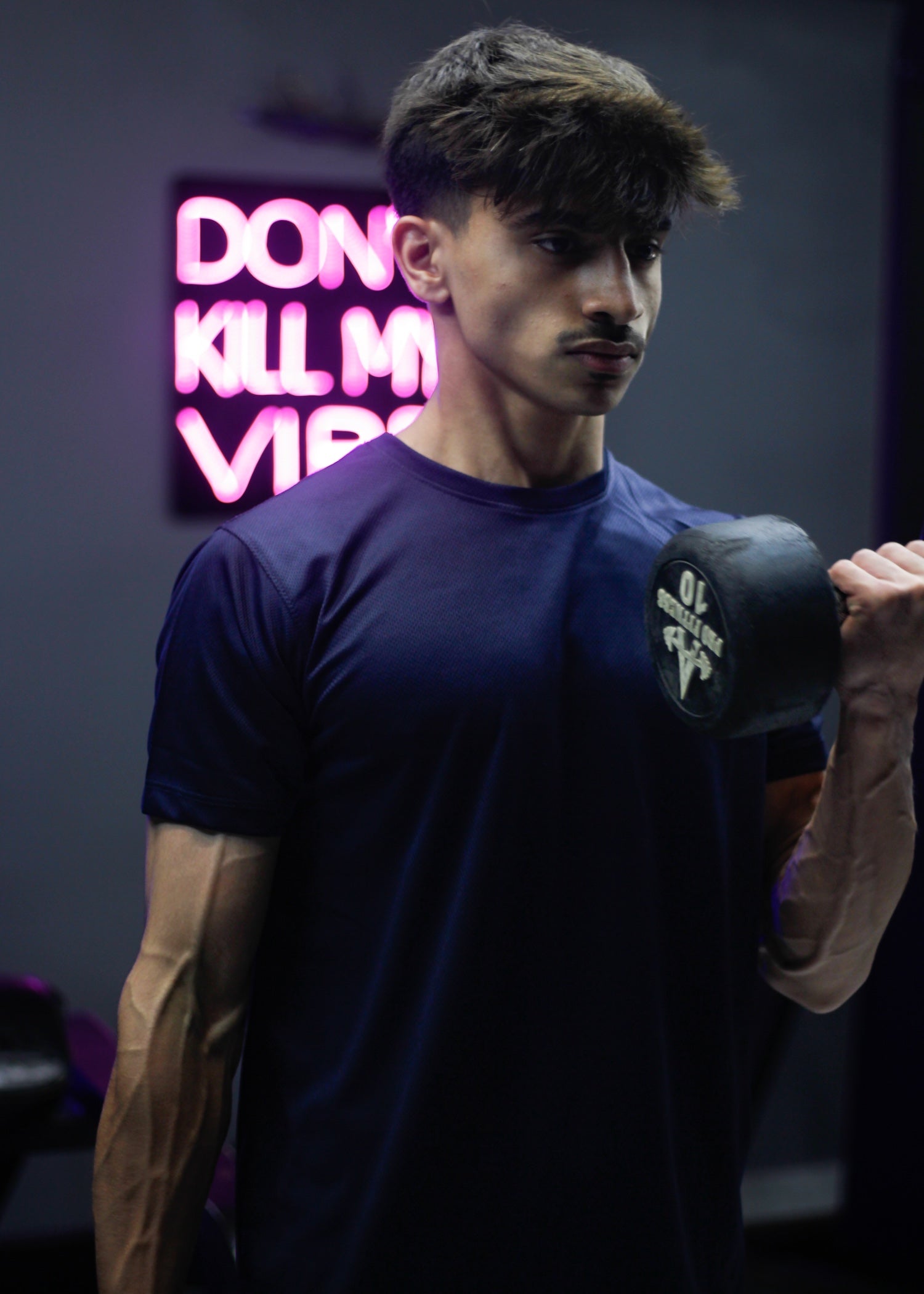 polyester T Shirt in Navy blue