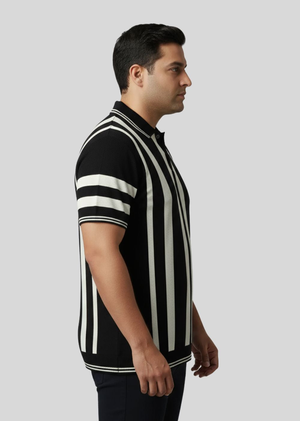 polyester-spandex Polo Shirt in Black, white