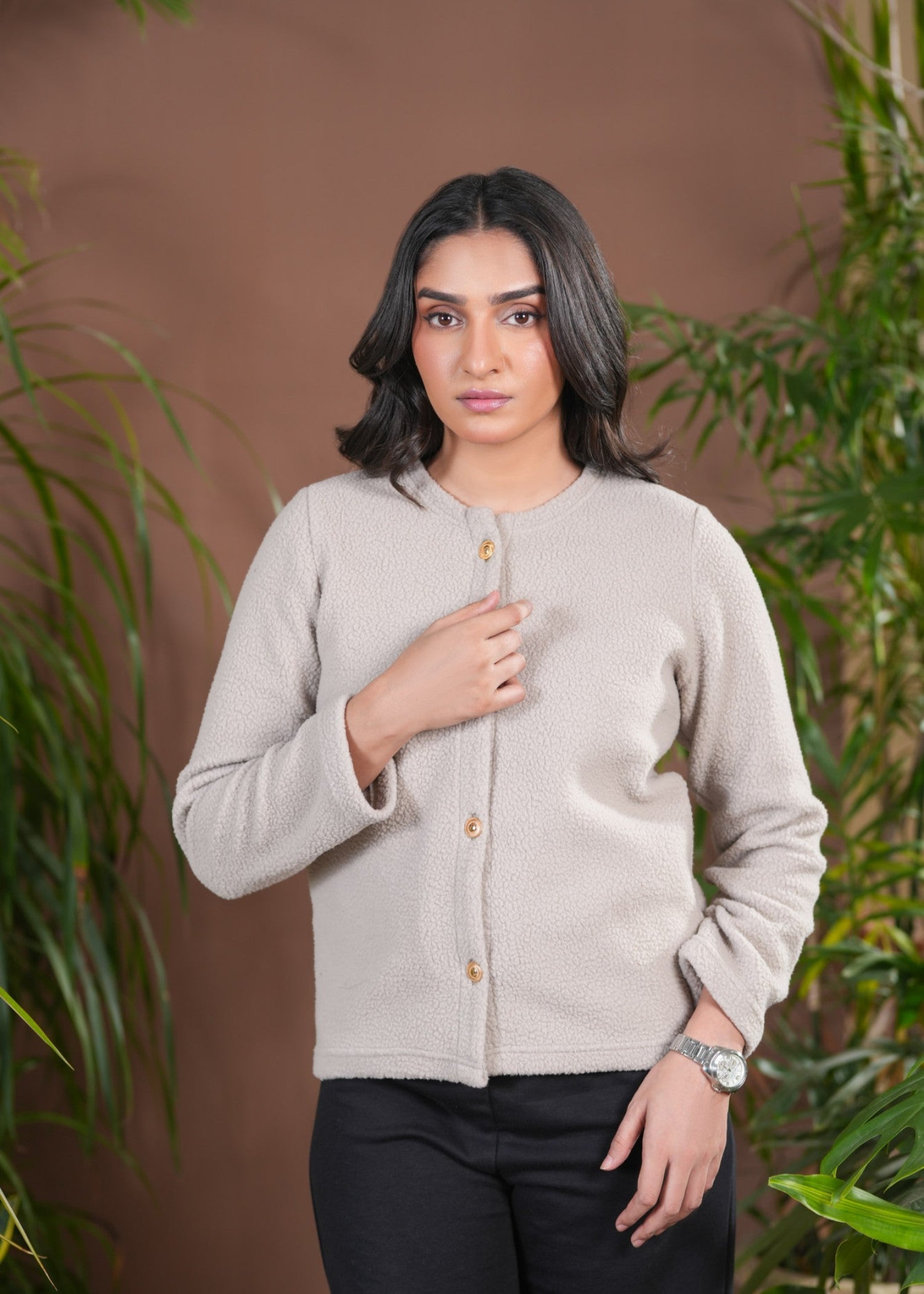 polyester Sweater in Beige