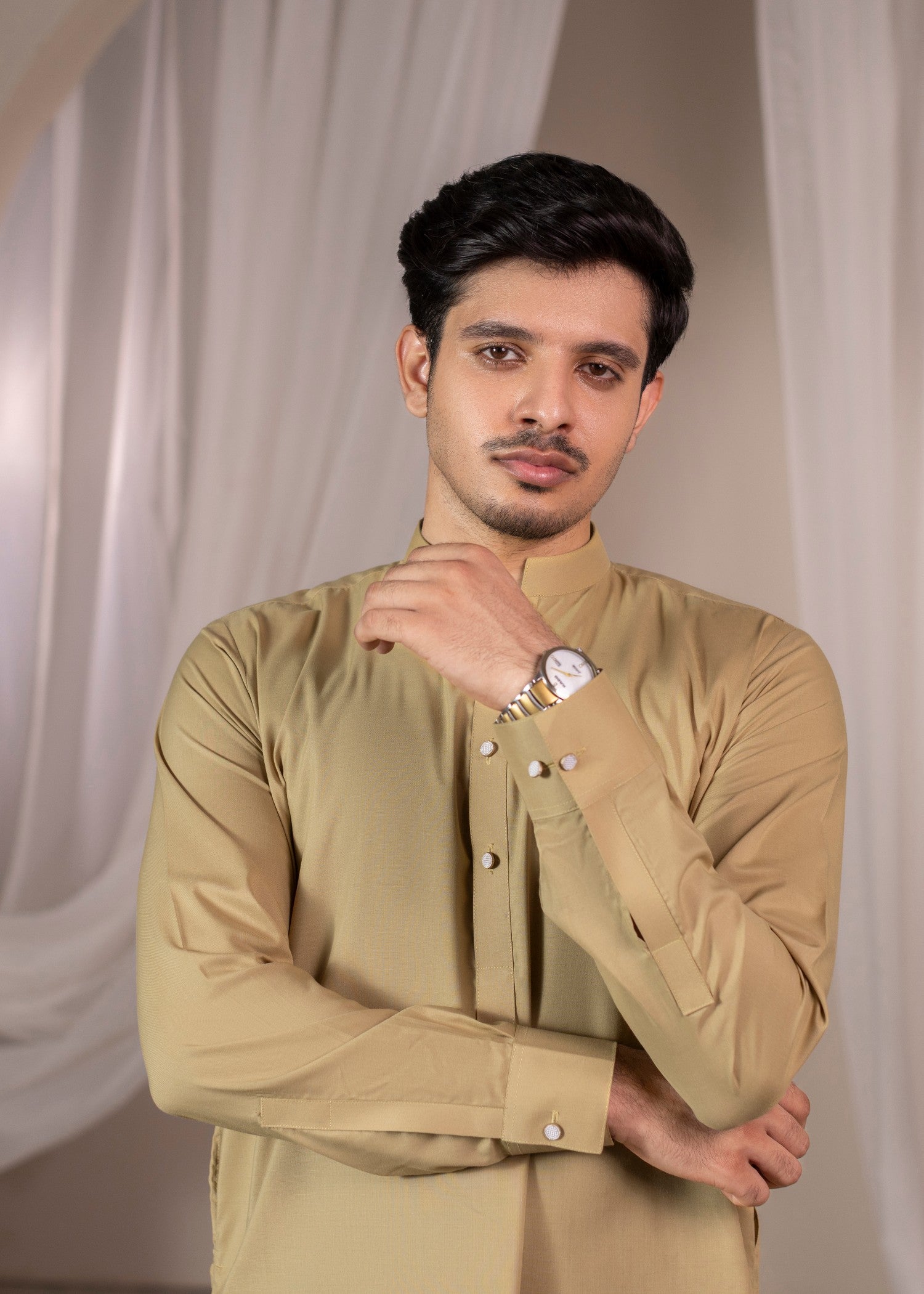 wash & wear Kurta Set in Flax