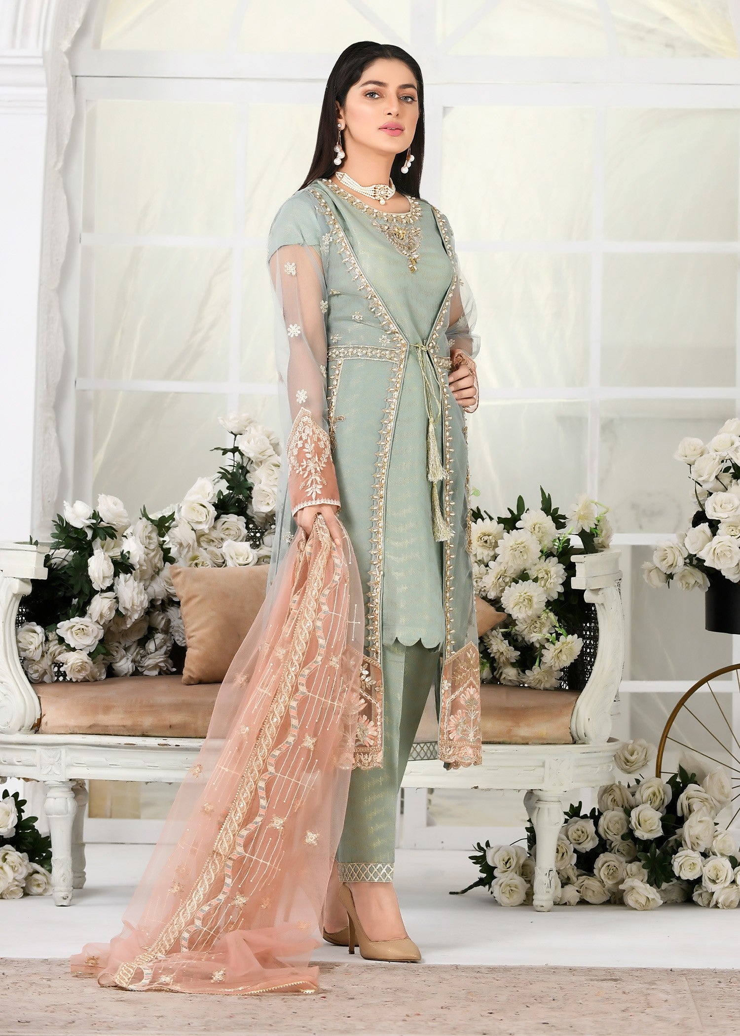 organza Gown in Tea green