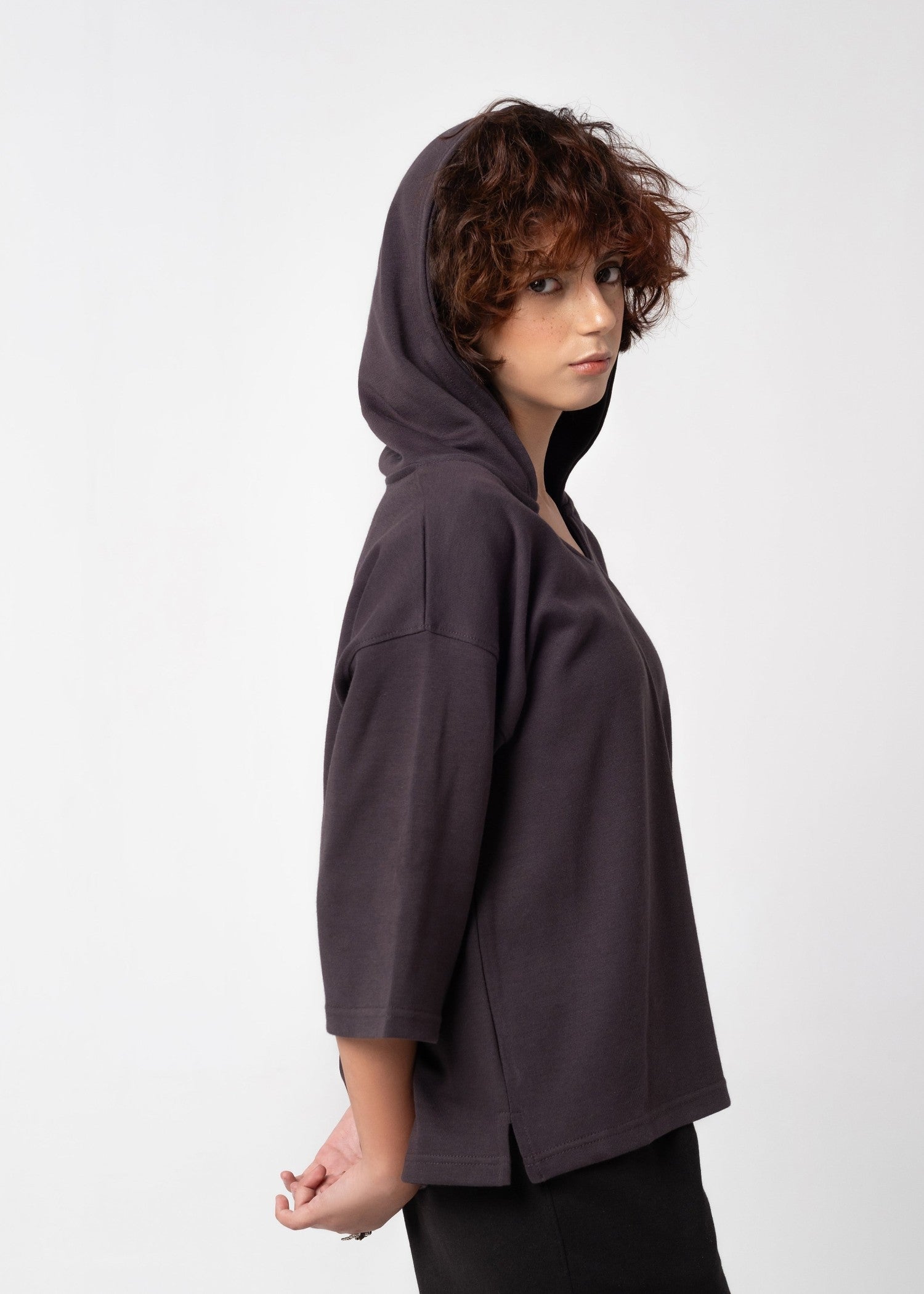 cotton Hoodie in Wine