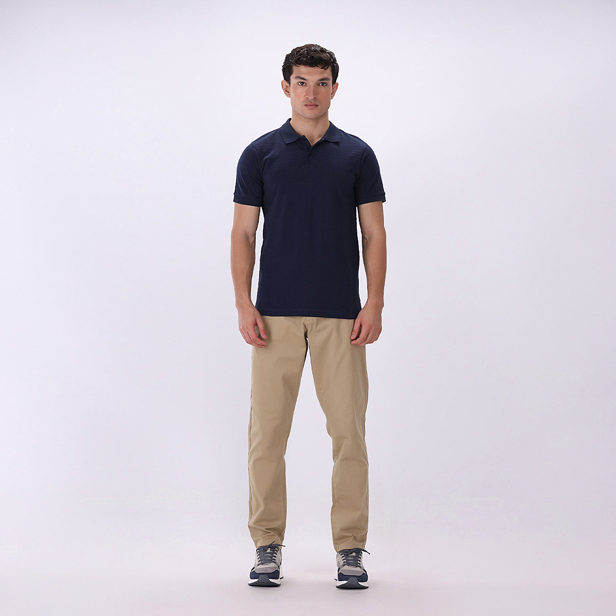 cotton dobby Polo Shirt in Dark blue