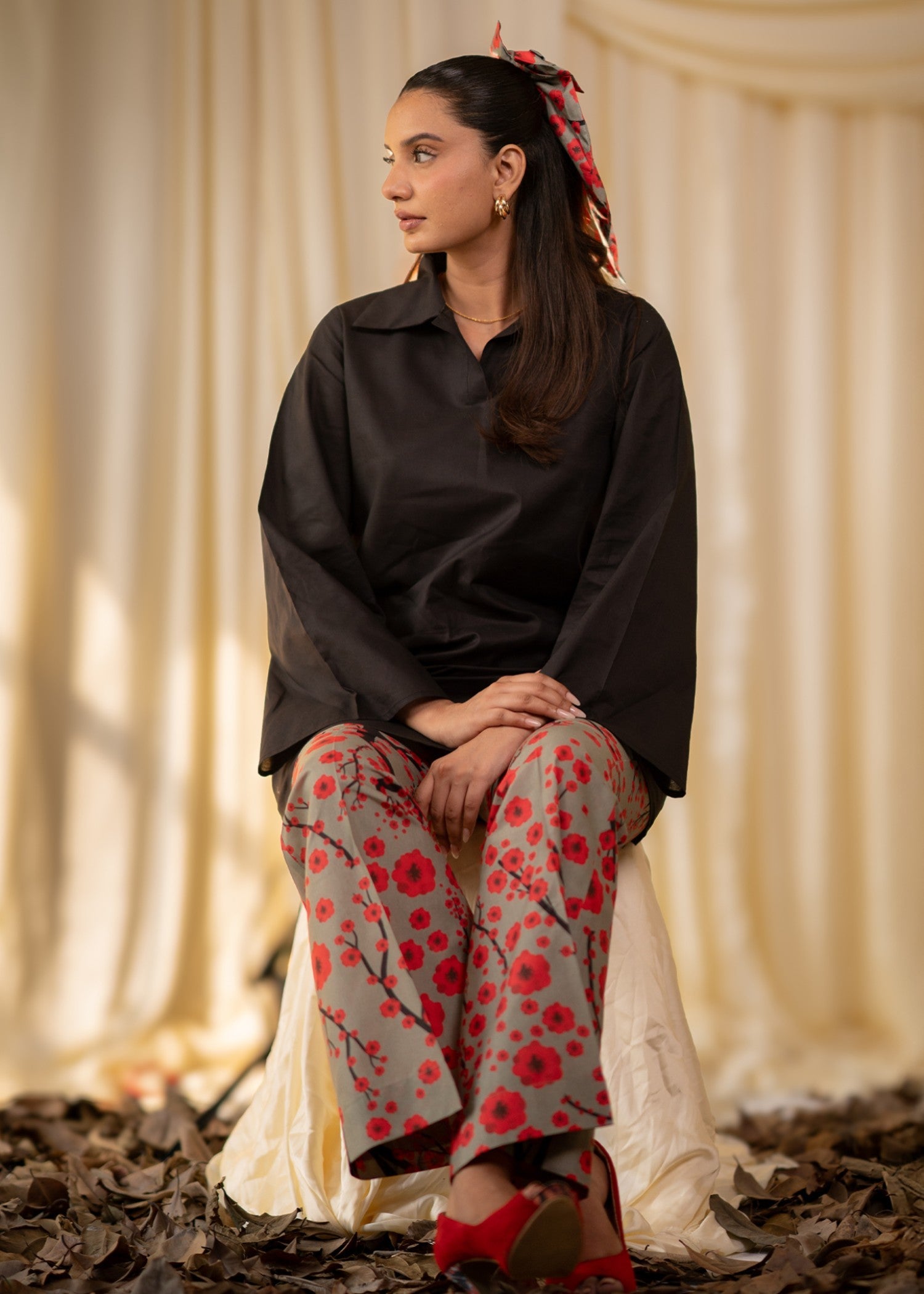 cambric cotton Tunic in Black