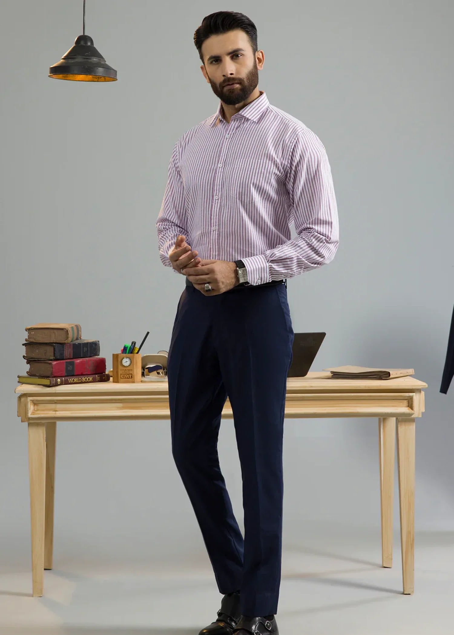 cotton Formal Shirt in Purple, white