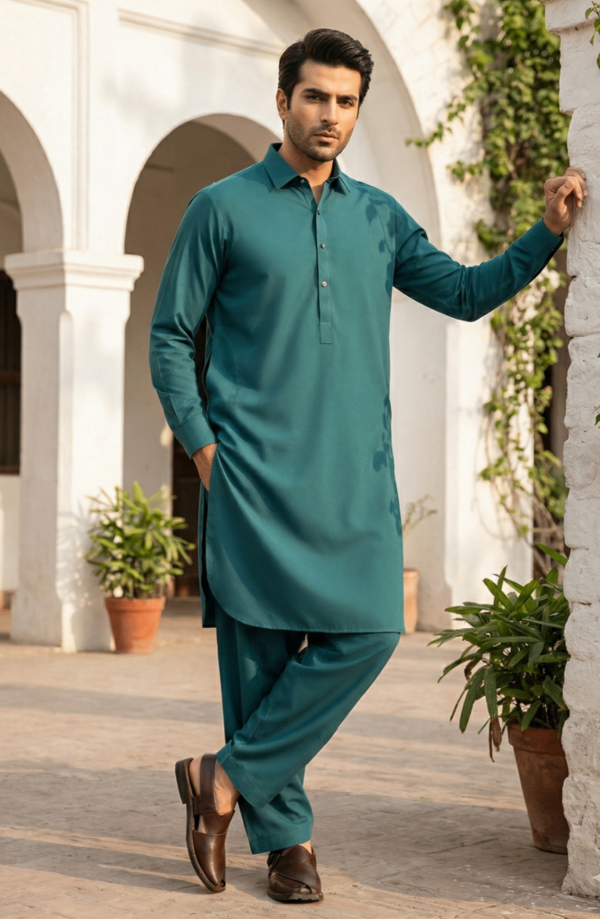 wash & wear Shalwar Kameez in Green