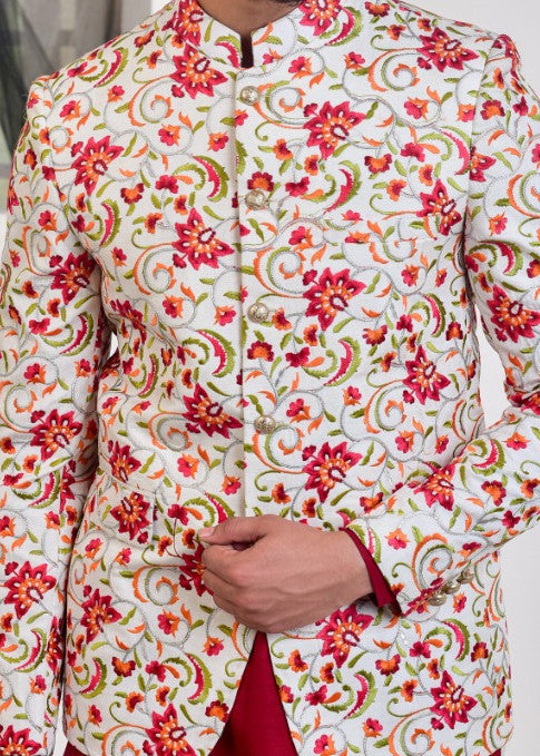 raw silk Prince Coat in Multi