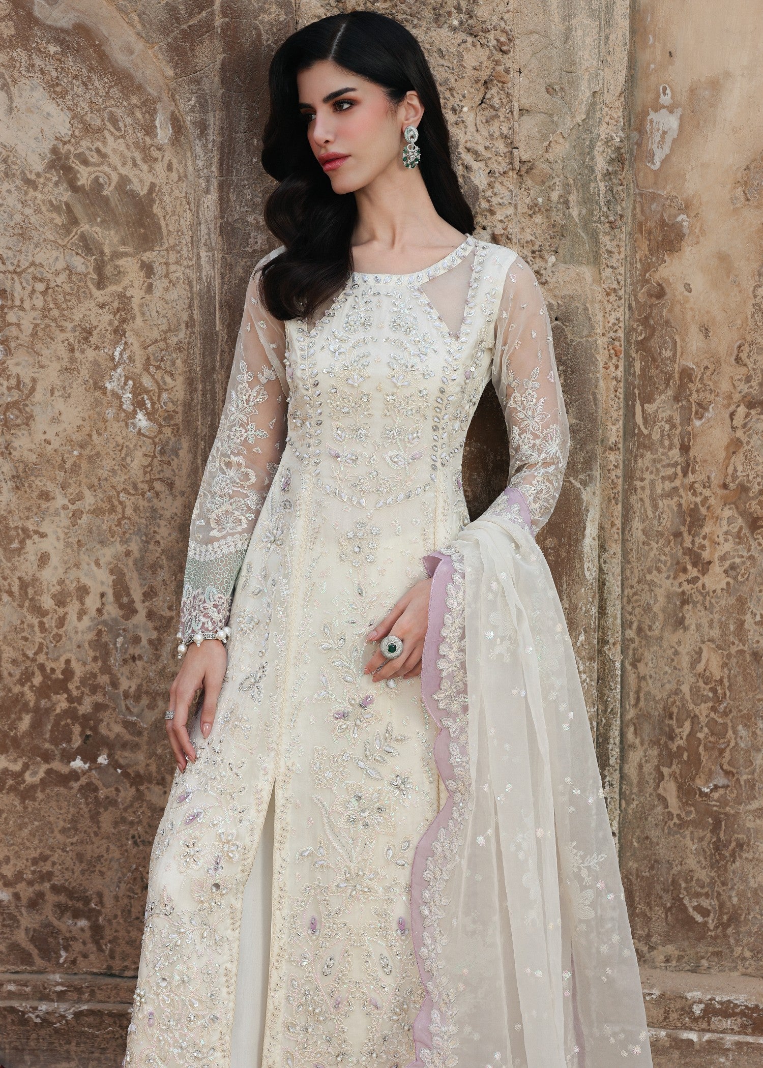 organza Sharara in Cream