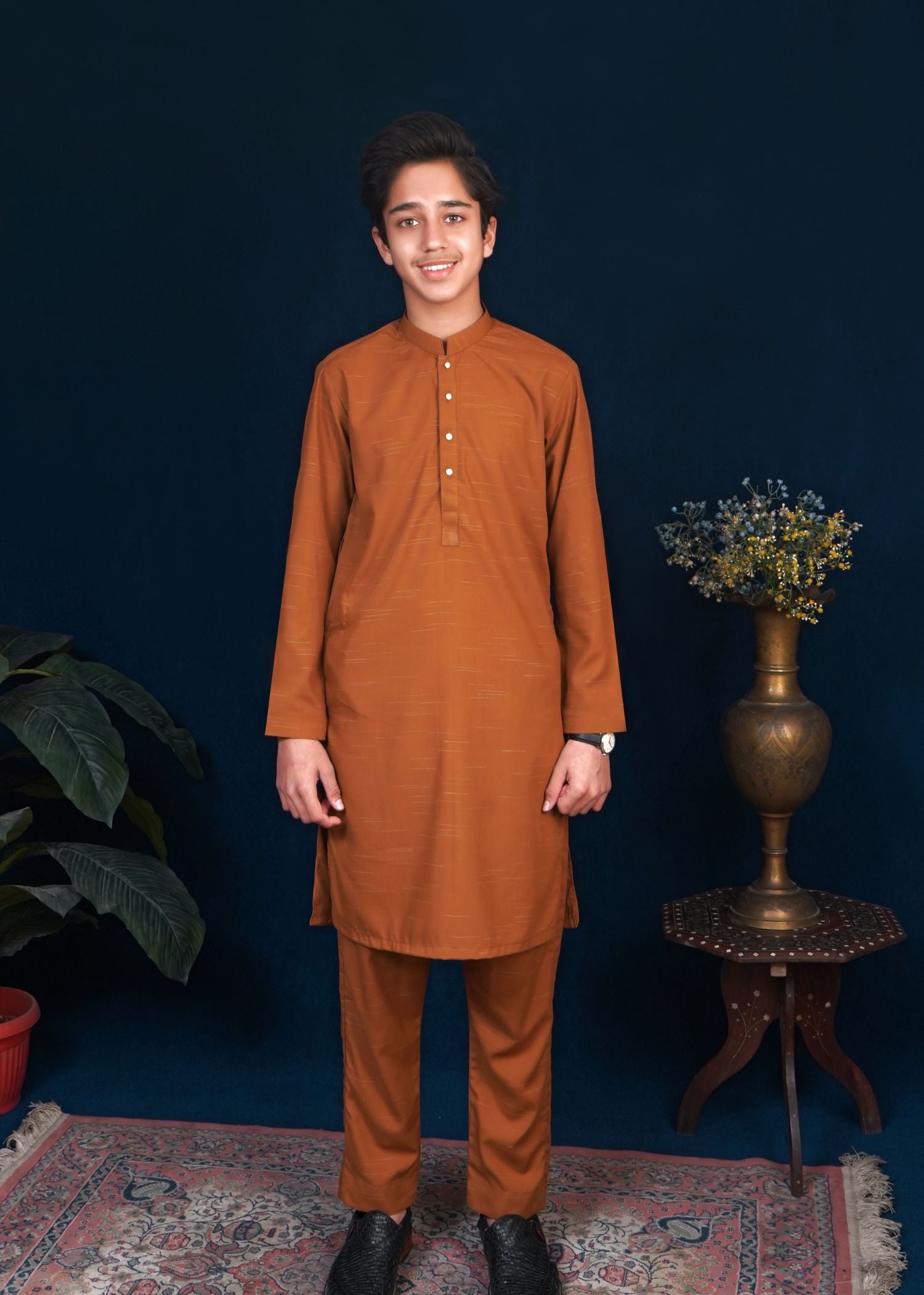 wash & wear Kurta Set in Hazelwood brown