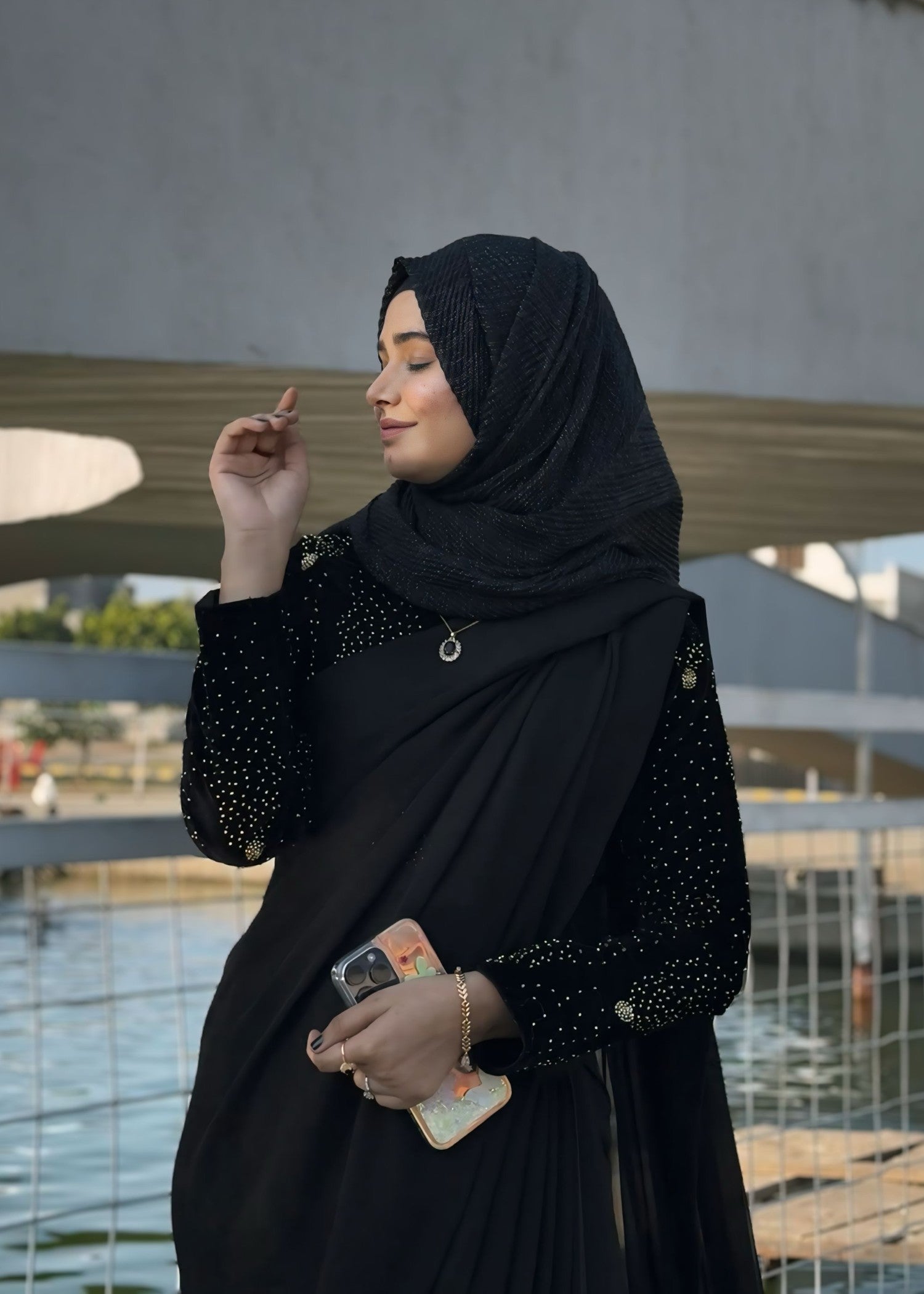 velvet Saree in Black