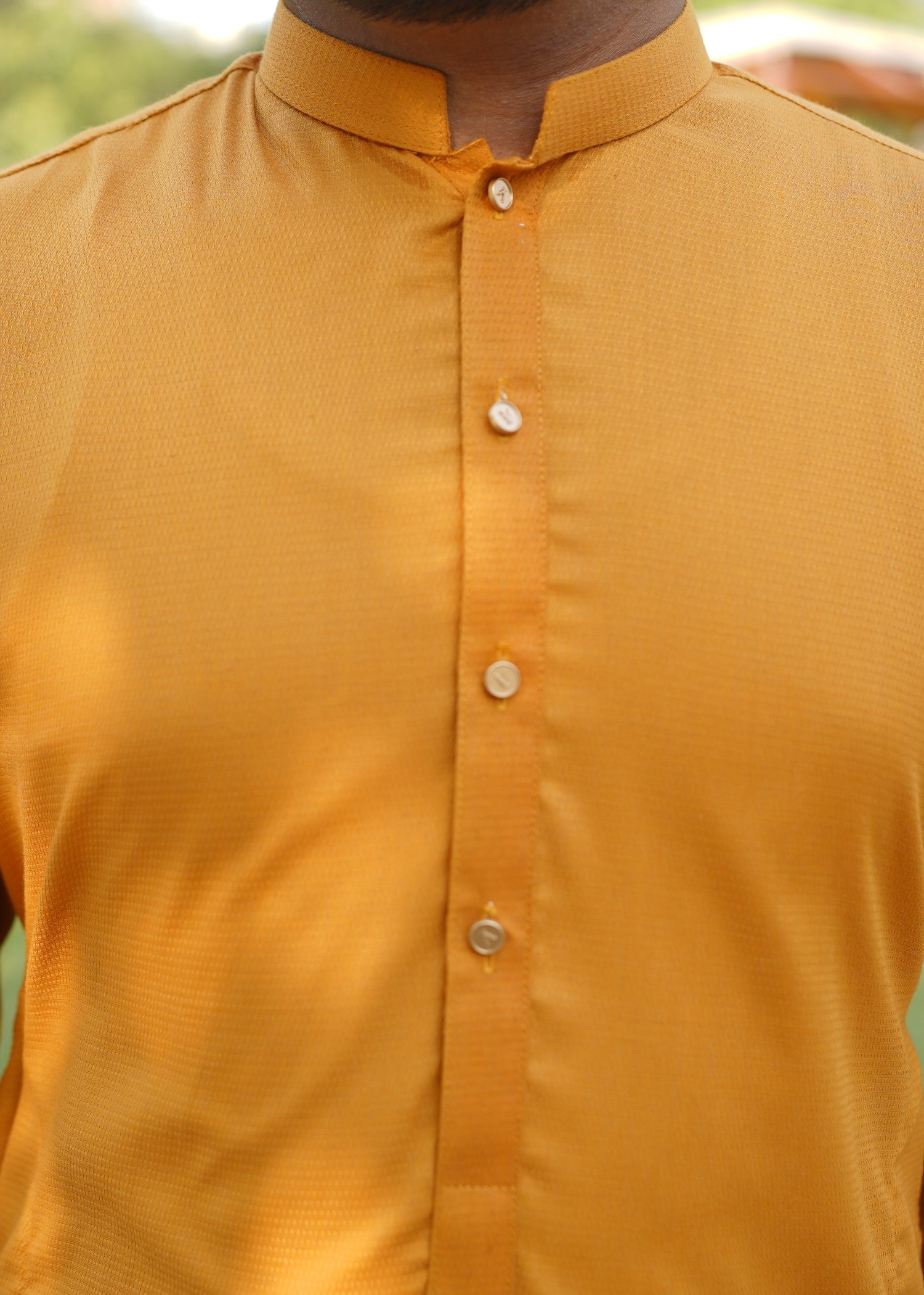 cotton jacquard Kurta in Marigold