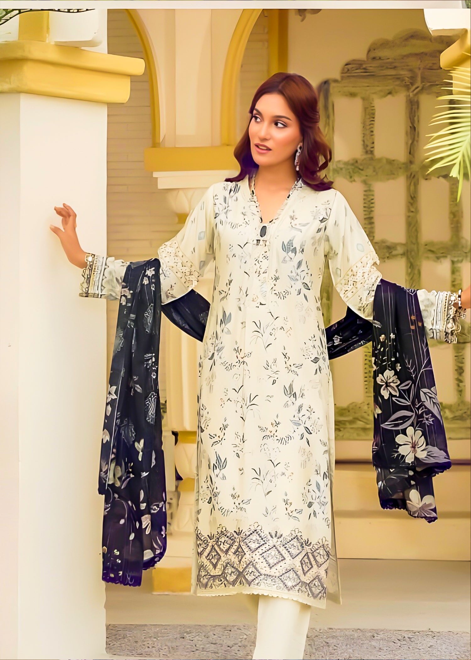 linen Kurta Set in Buttercream