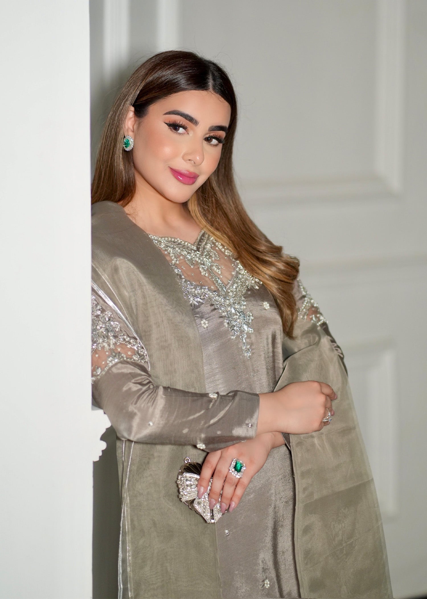 raw silk Kurta Set in Grey