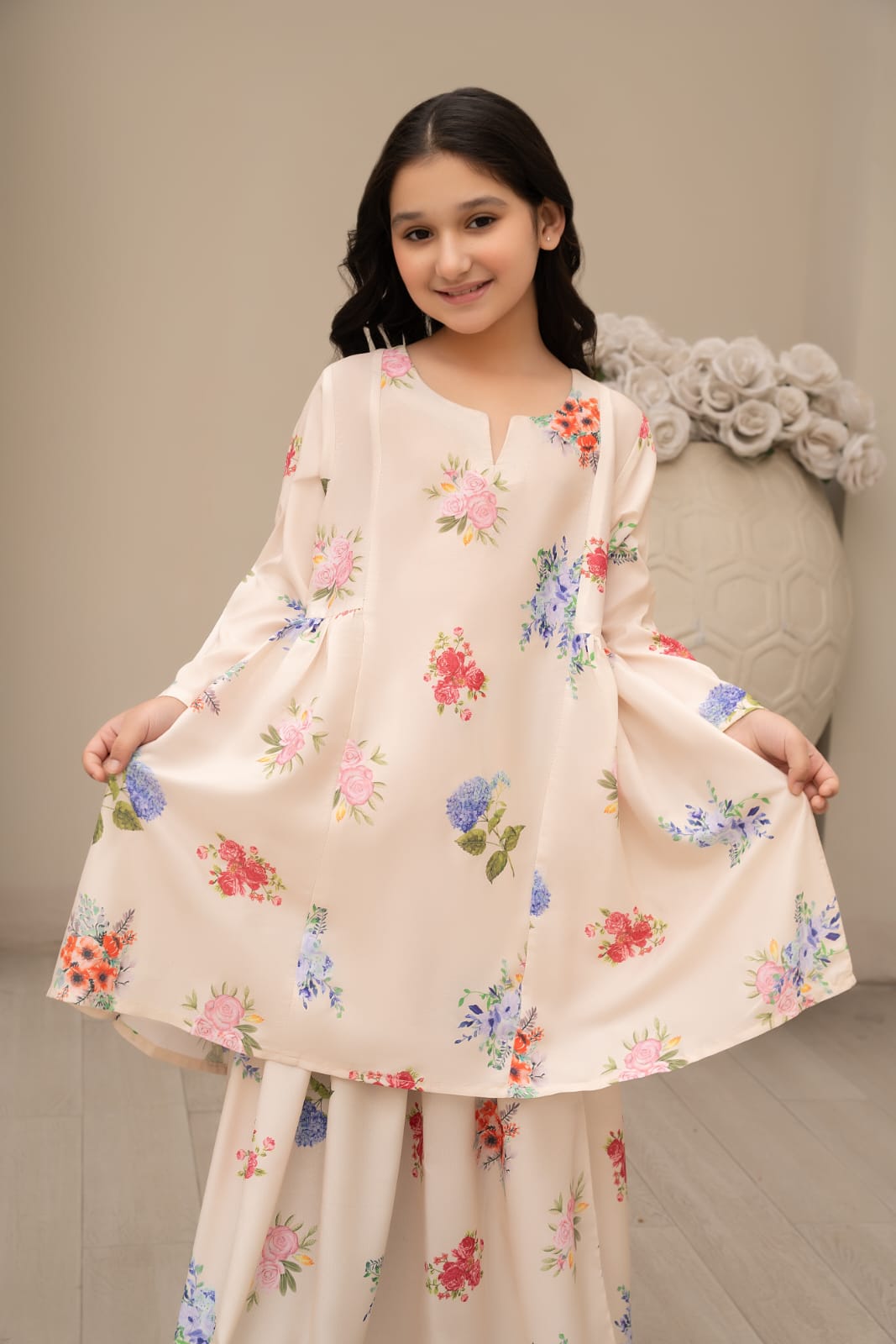 poly silk Lehenga in Cream