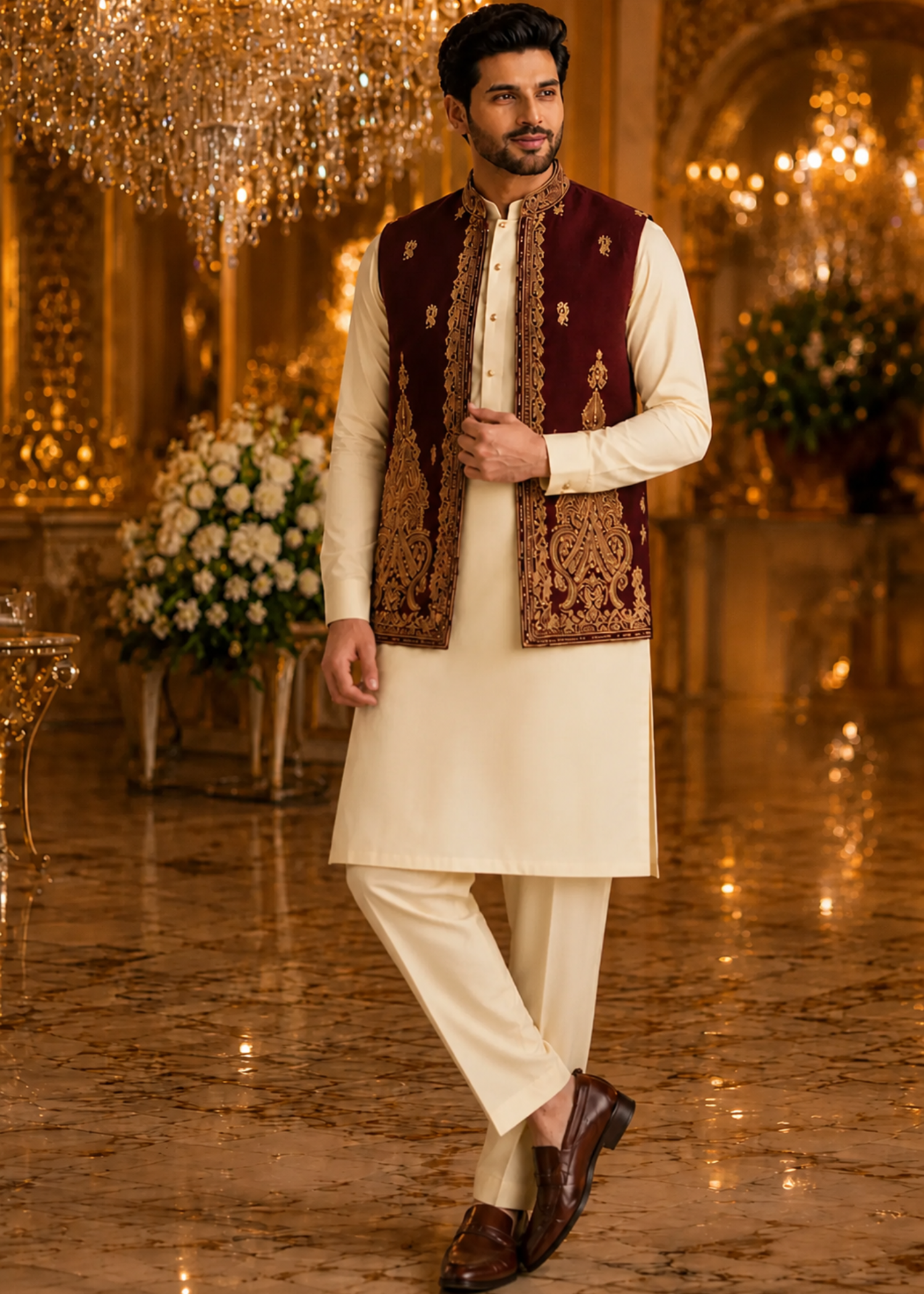 suiting Waistcoat in Maroon by The Great Masters (TGM)
