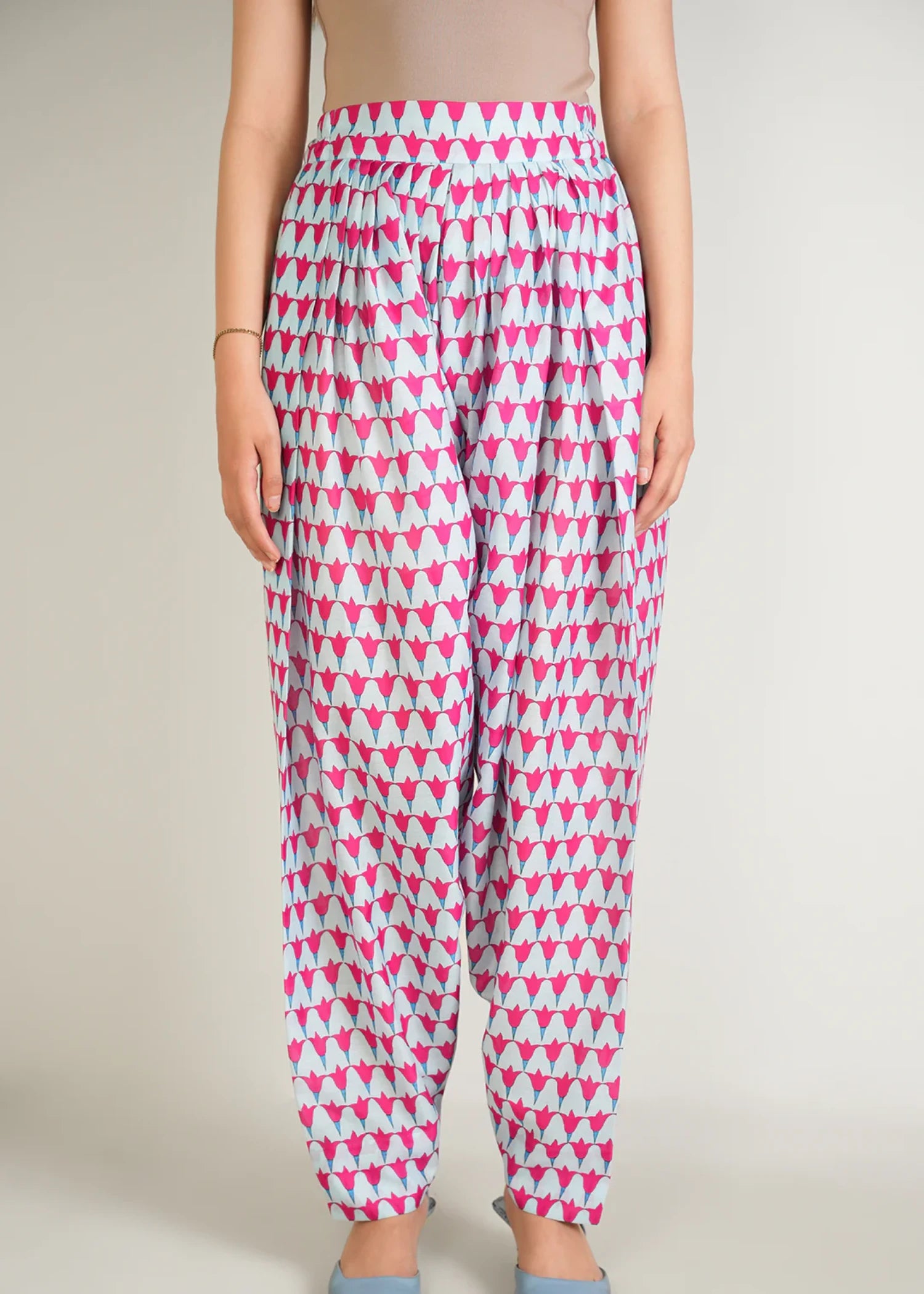 poly lawn Shalwar in Pink