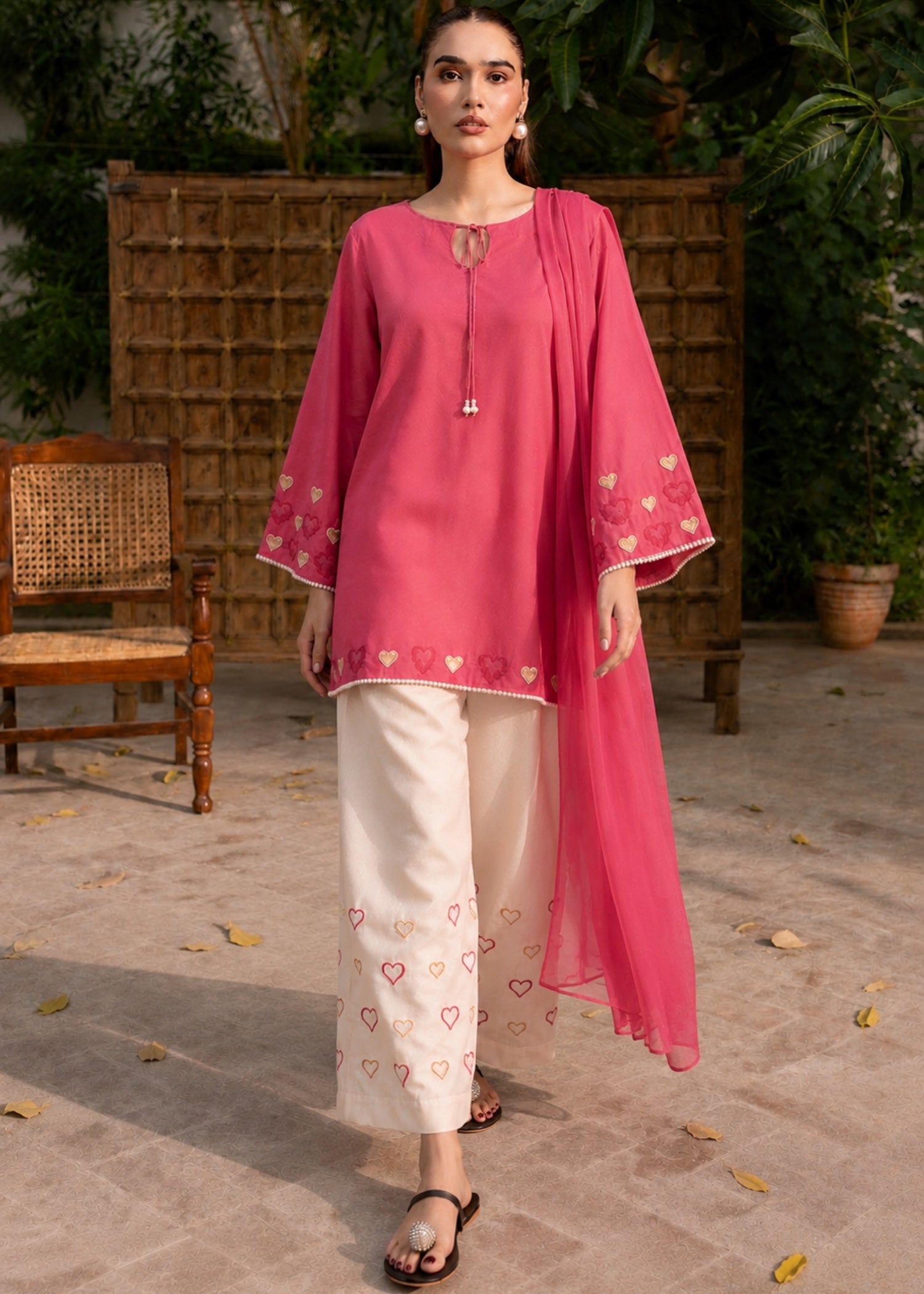 cotton linen Kurta Set in Off-white