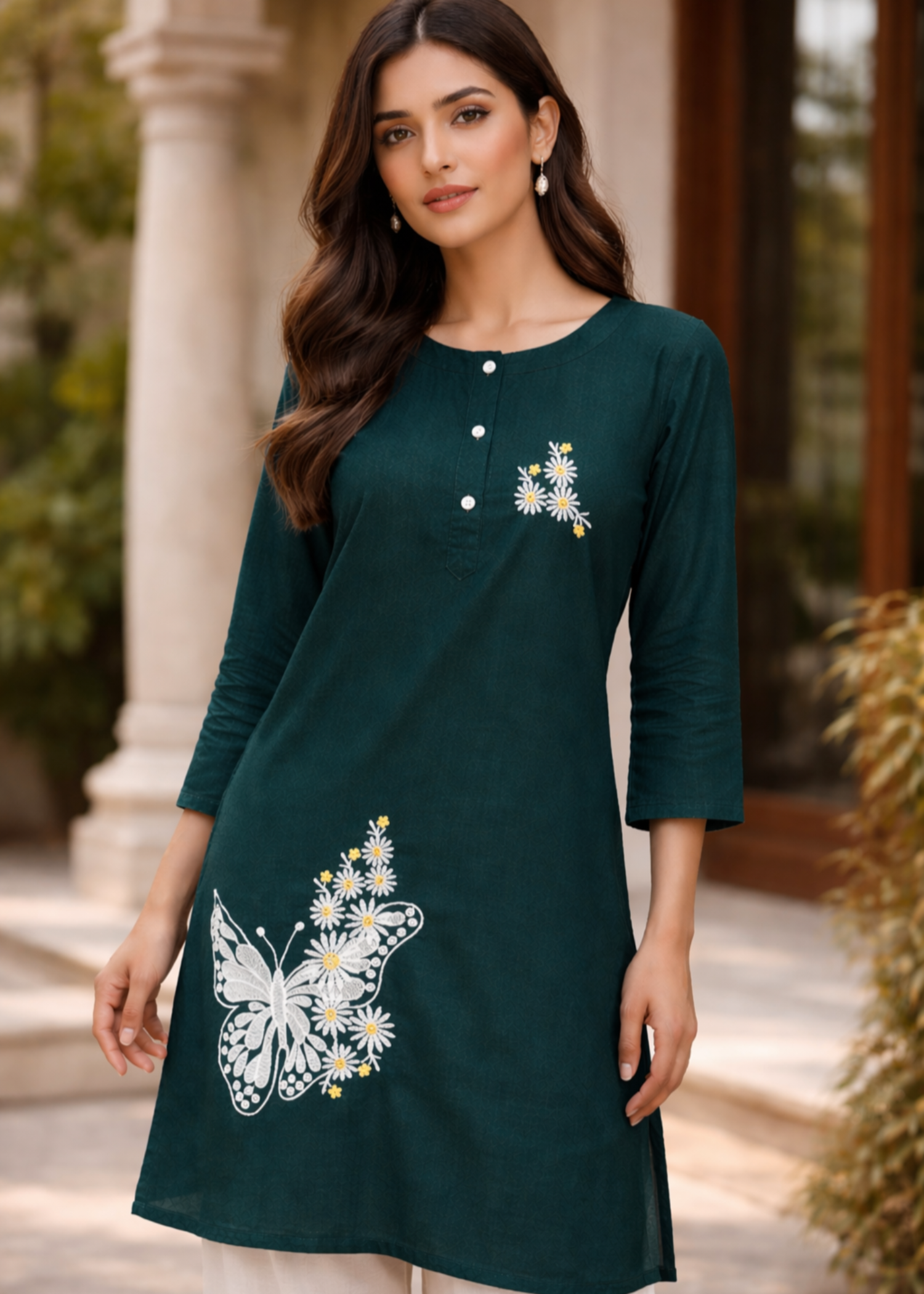 cotton Kurti in Teal