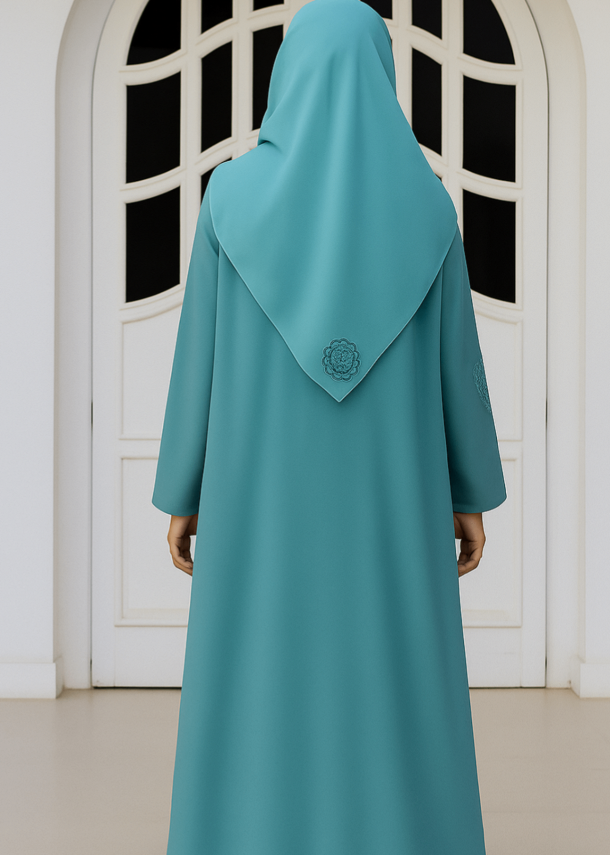georgette Abaya in Turquoise