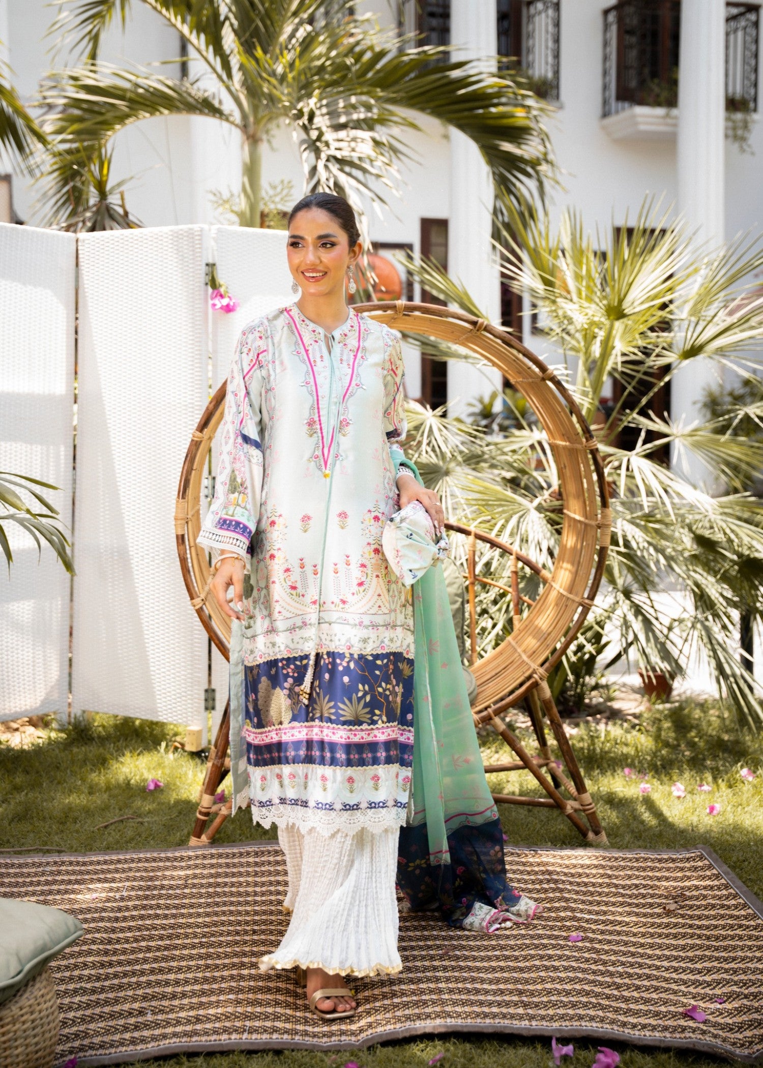 silk Sharara in Off-white