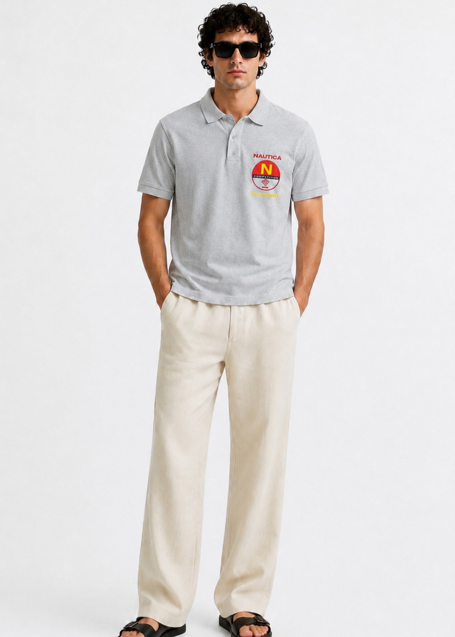 cotton Polo Shirt in Light grey