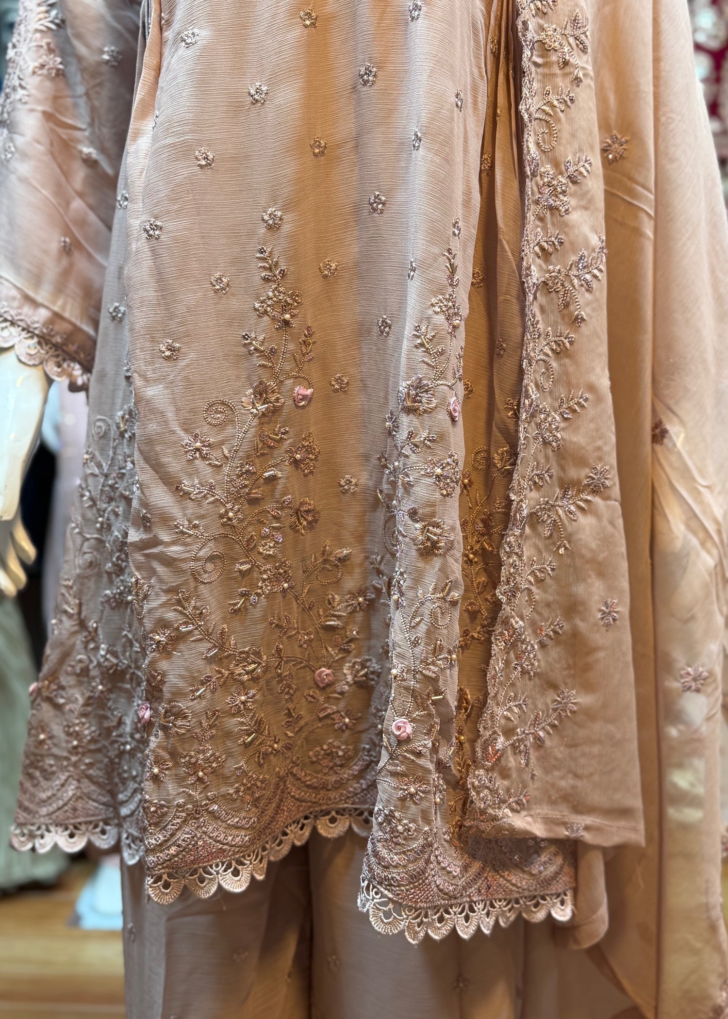 chiffon Short Frock in Pastel pink