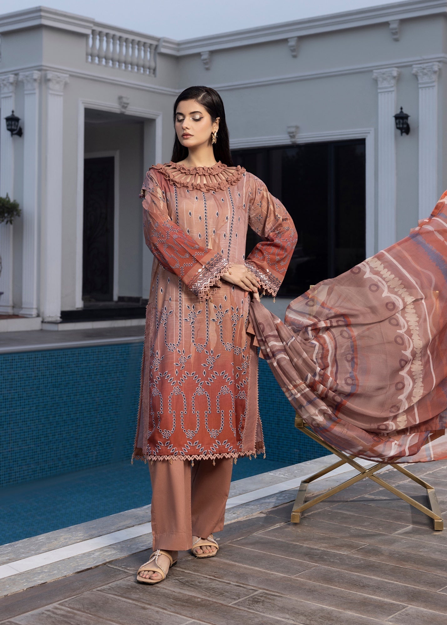 lawn Unstitched in Brown
