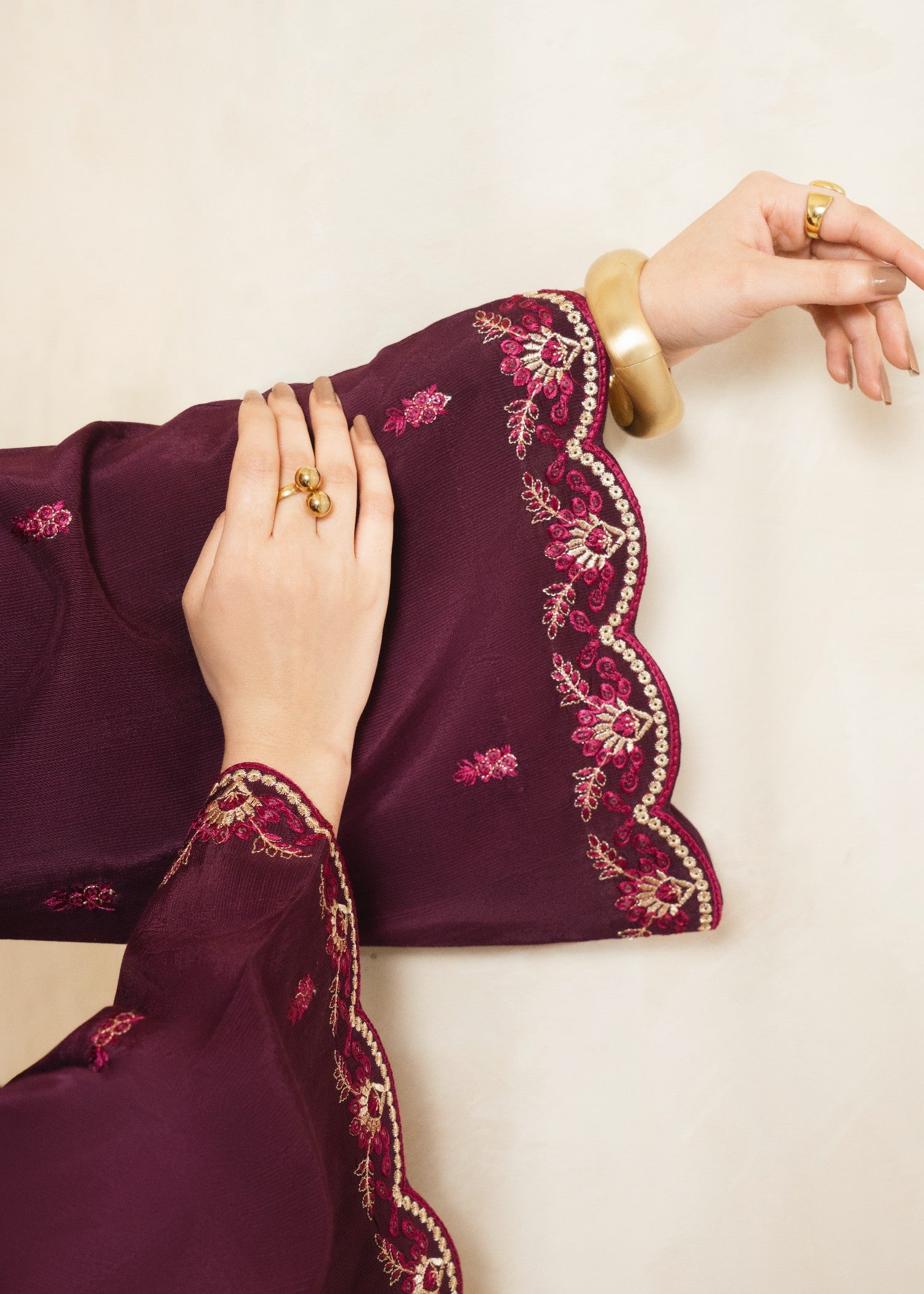 raw silk Kurta Set in Pastel pink, plum purple