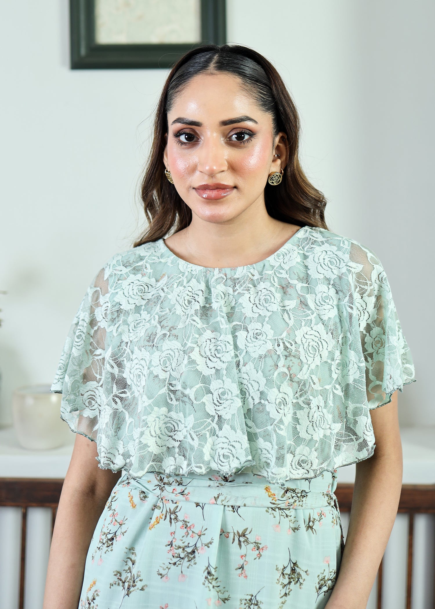 georgette chiffon Dress in Aquamarine