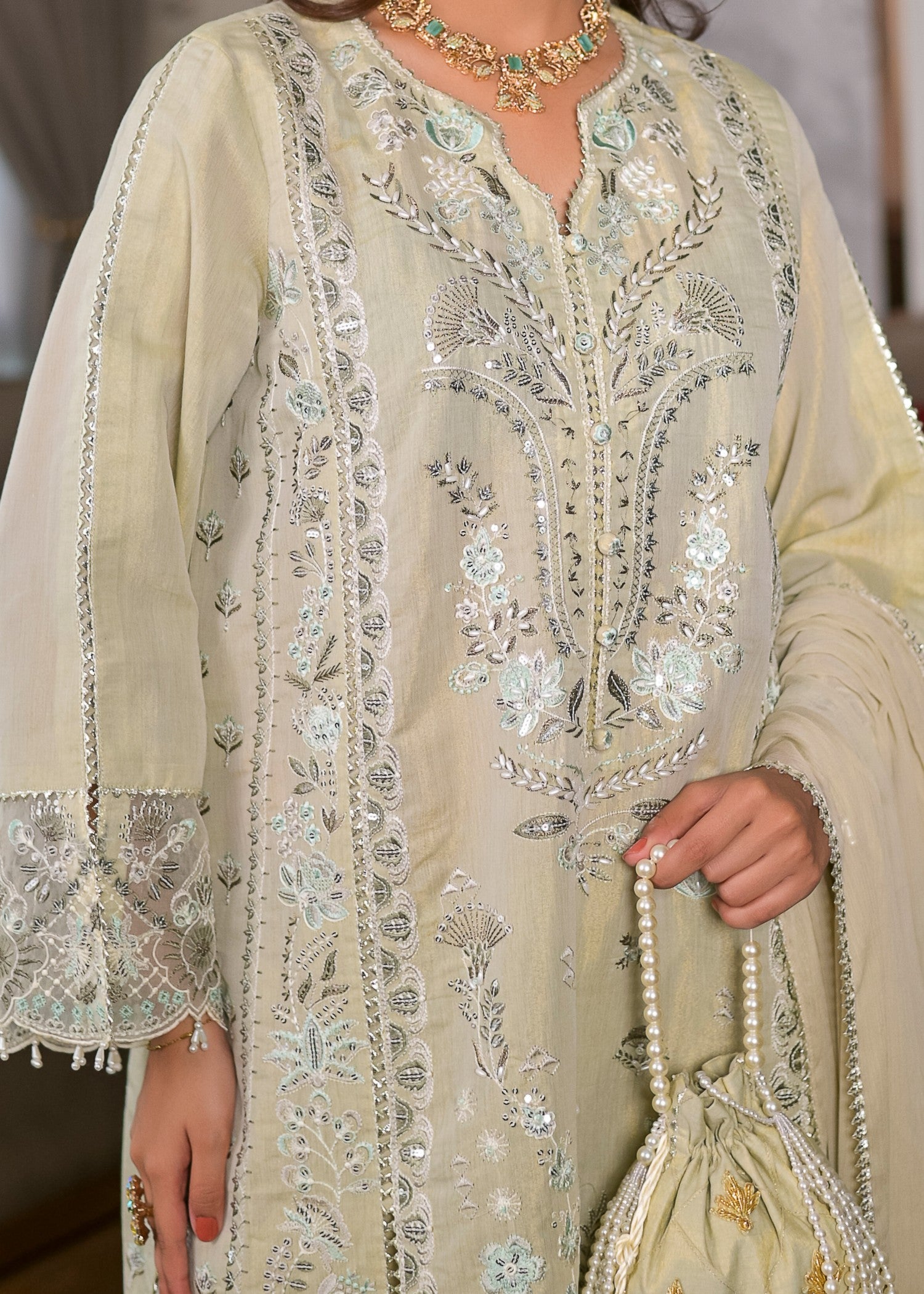cotton masuri Kurta Set in Pistachio green