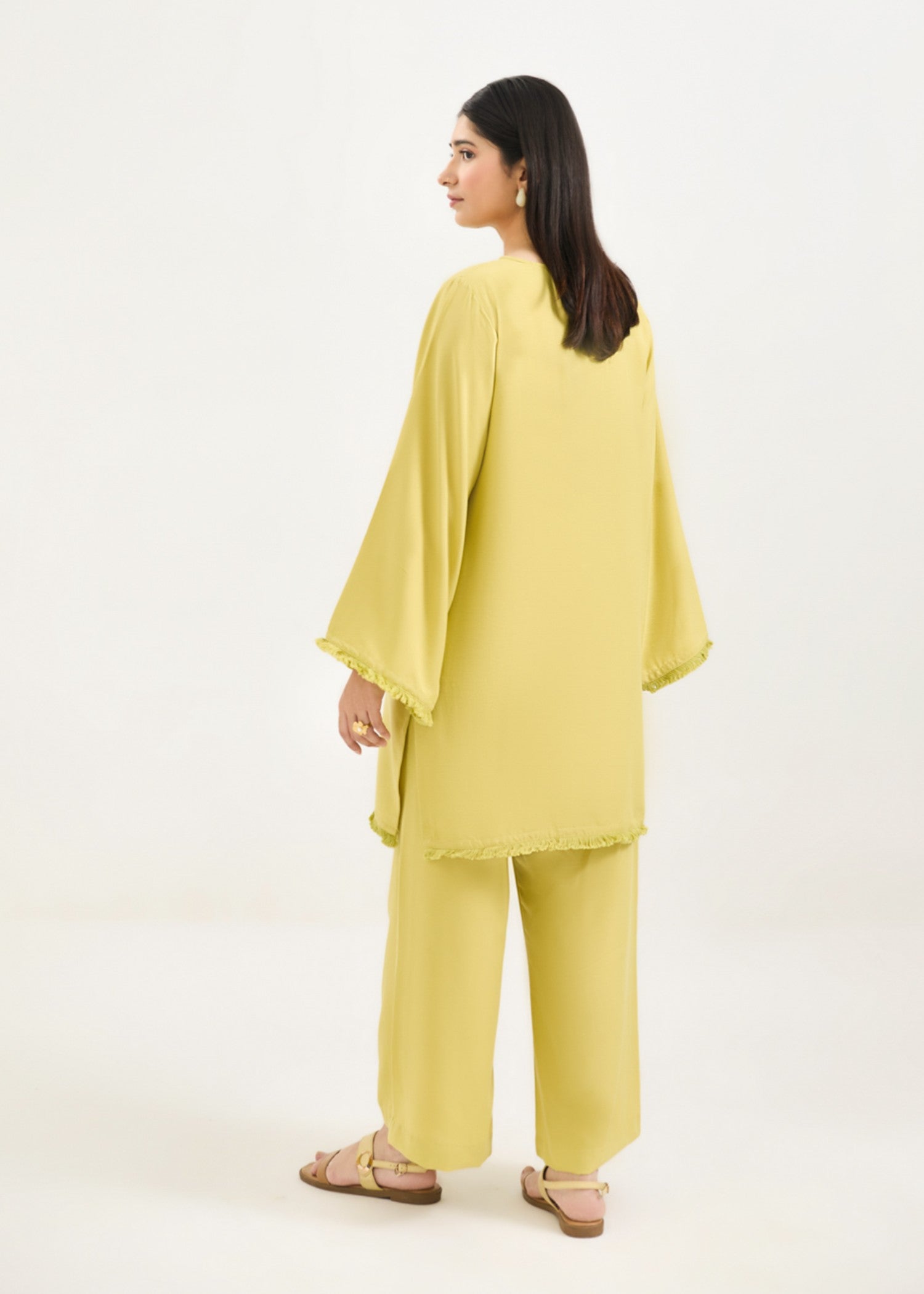georgette Co Ord Sets in Acid yellow