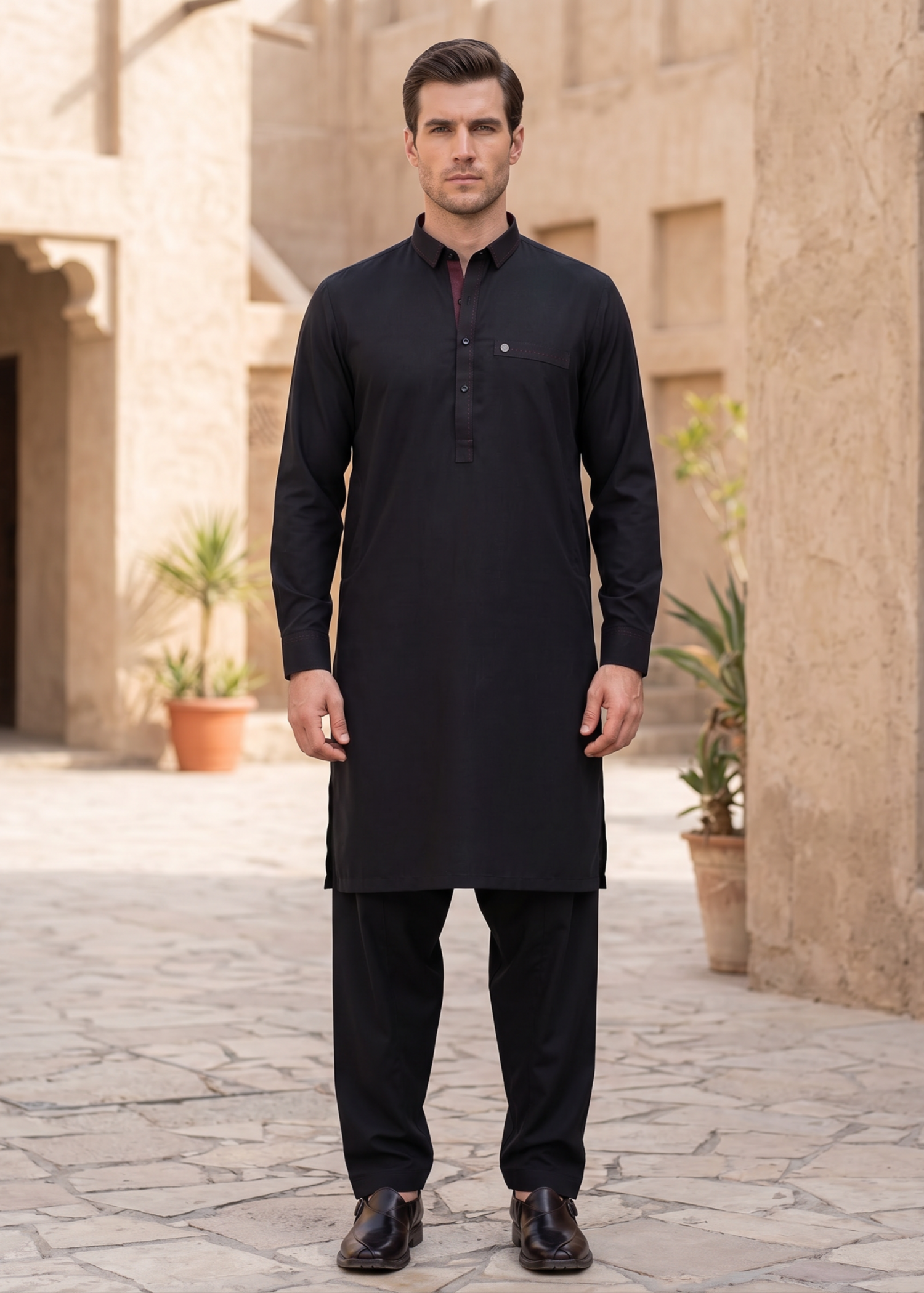 wash & wear Shalwar Kameez in Black